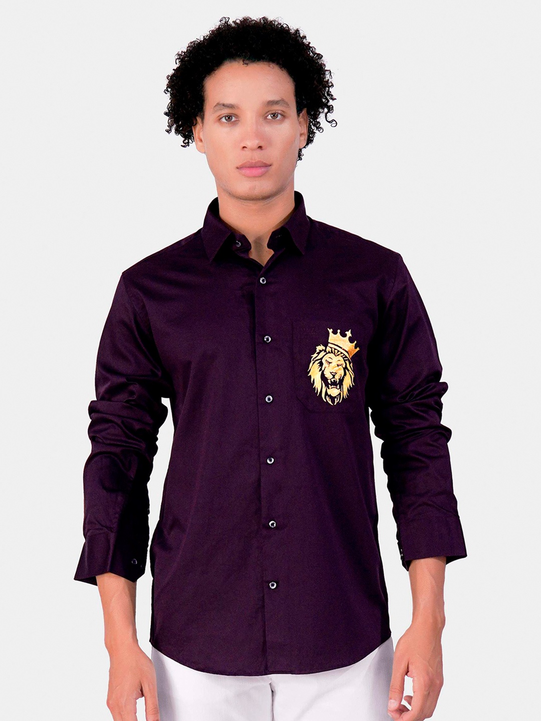 

FRENCH CROWN Standard Cotton Casual Shirt, Purple