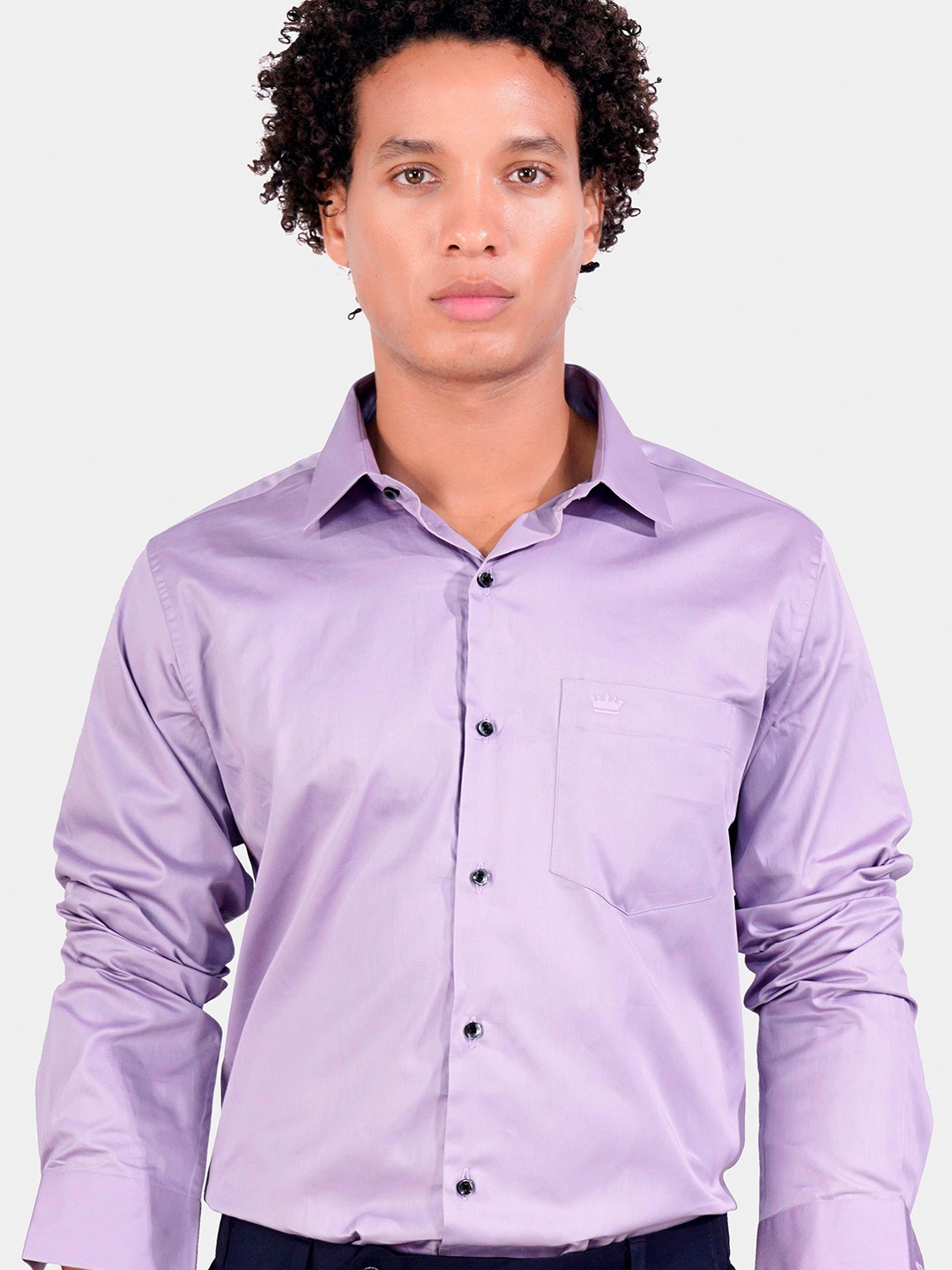 

FRENCH CROWN Standard Spread Collar Cotton Formal Shirt, Lavender