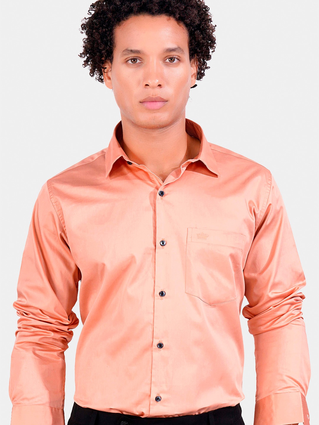 

FRENCH CROWN Standard Regular Fit Opaque Cotton Casual Shirt, Pink