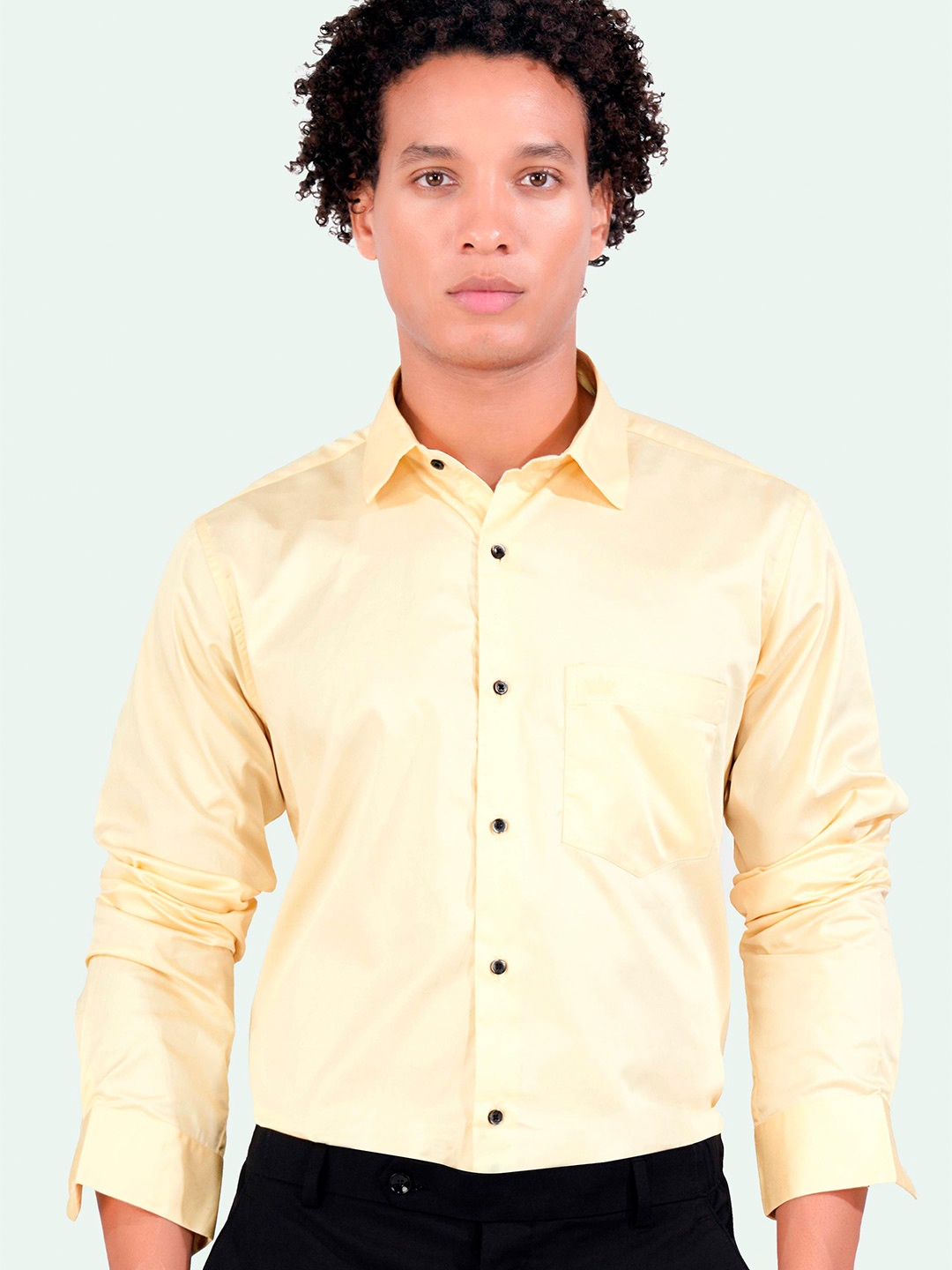 

FRENCH CROWN Men Yellow Standard Opaque Formal Shirt