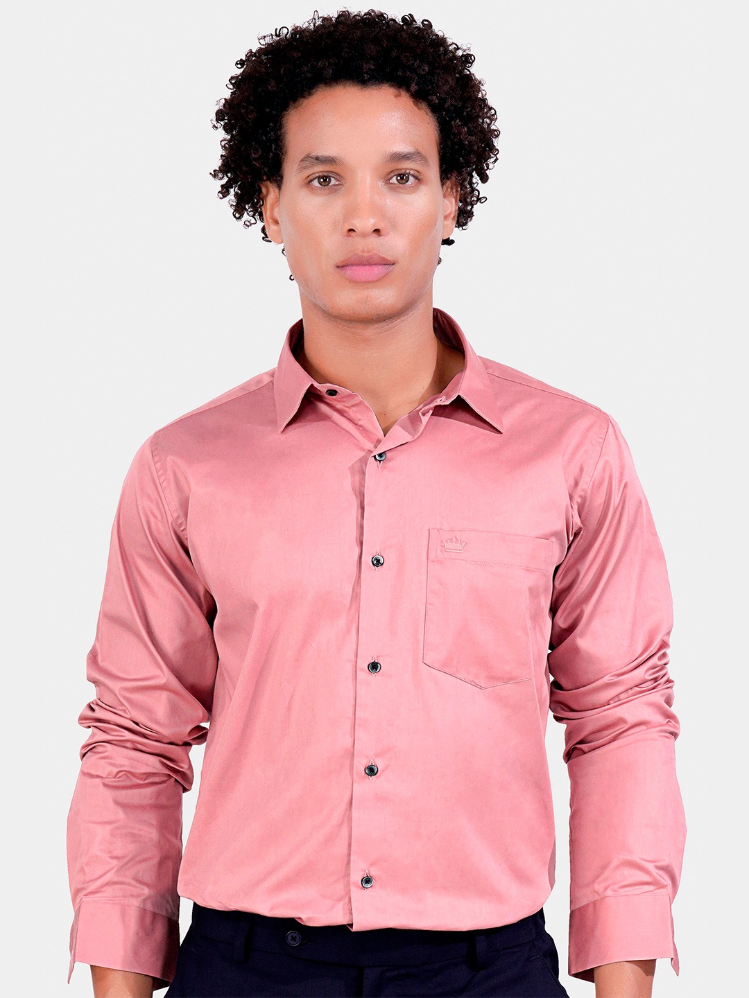 

FRENCH CROWN Standard Opaque Cotton Casual Shirt, Pink