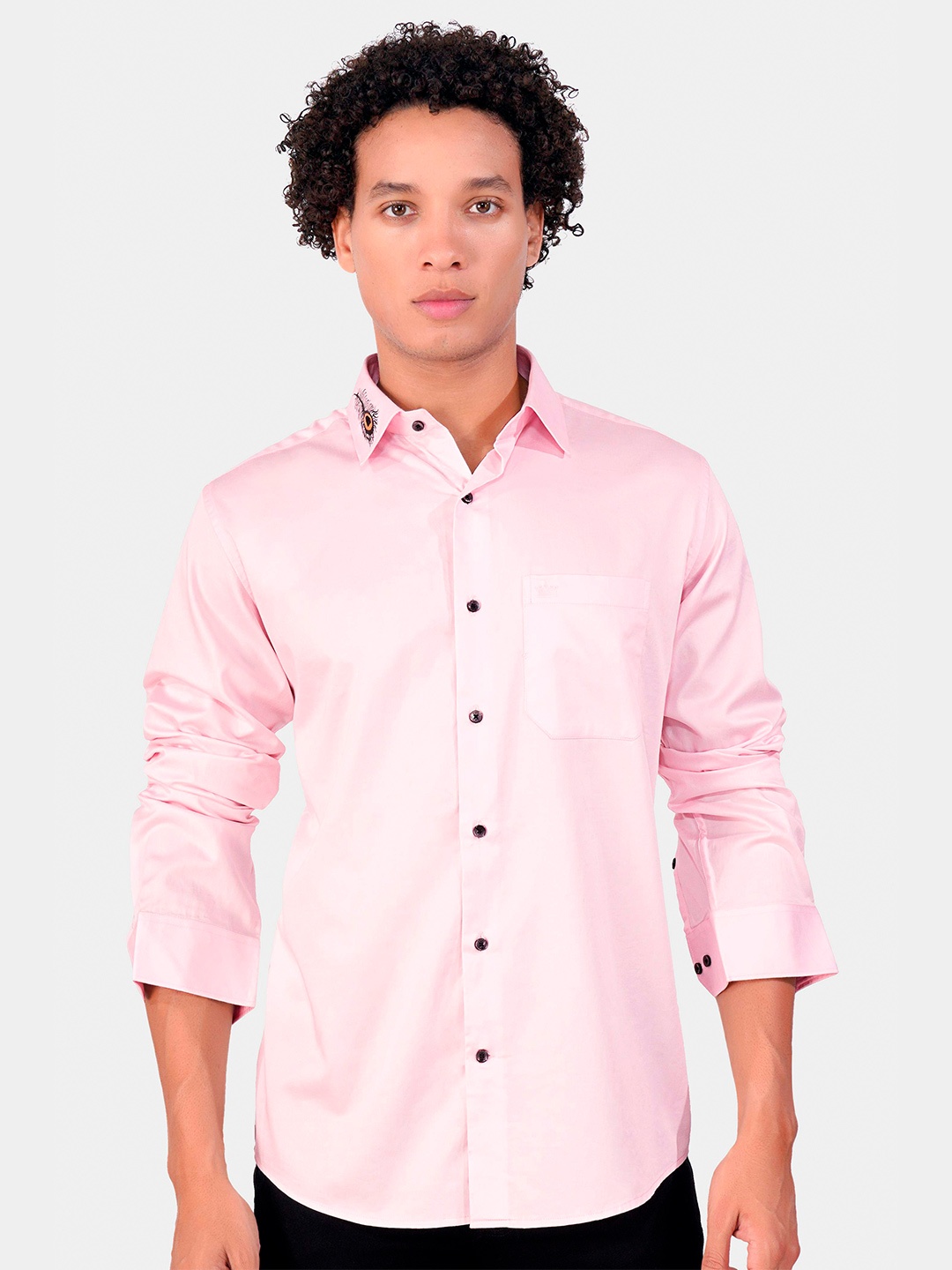 

FRENCH CROWN Standard Opaque Cotton Casual Shirt, Pink