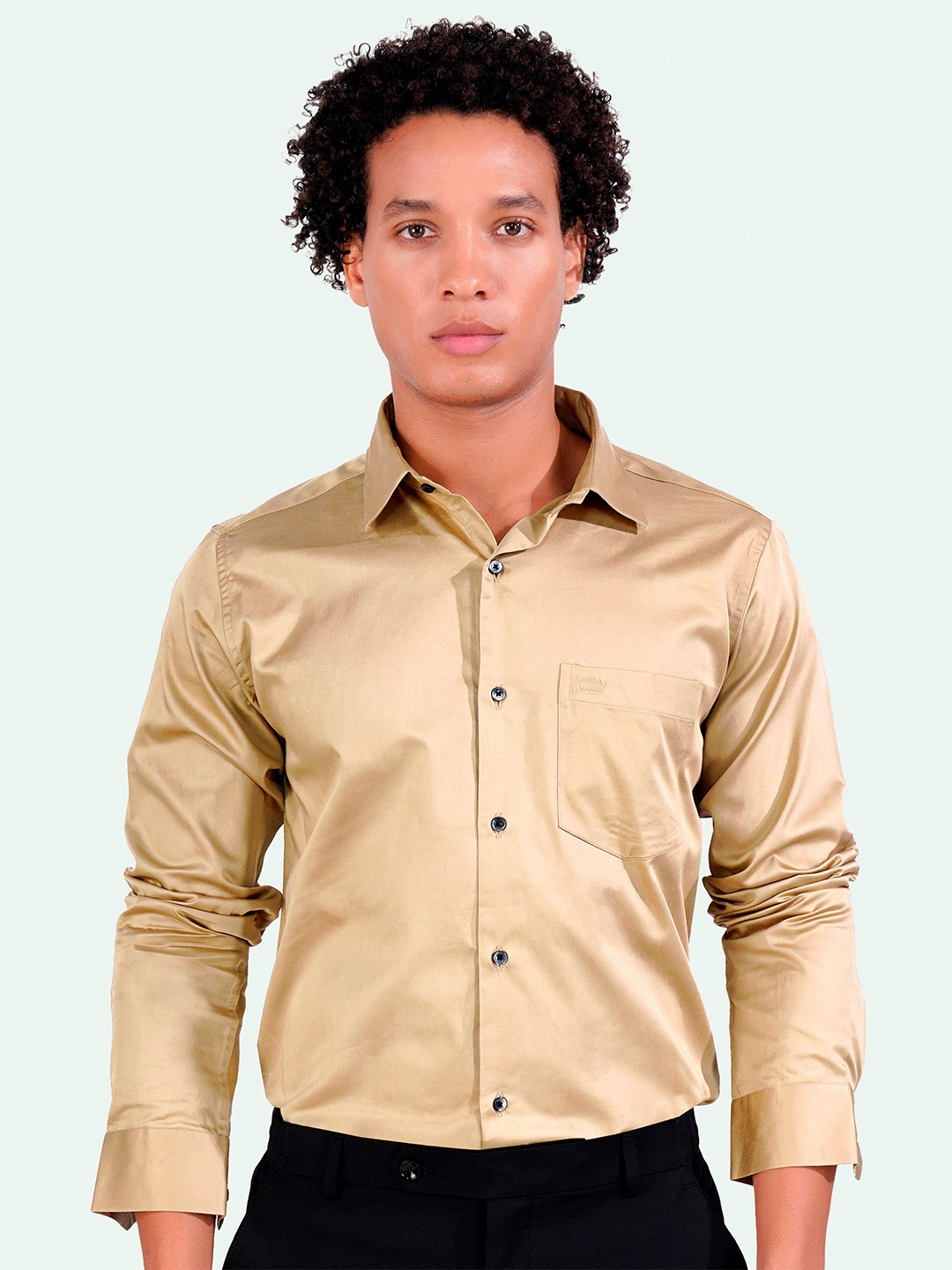 

FRENCH CROWN Standard Opaque Cotton Casual Shirt, Cream
