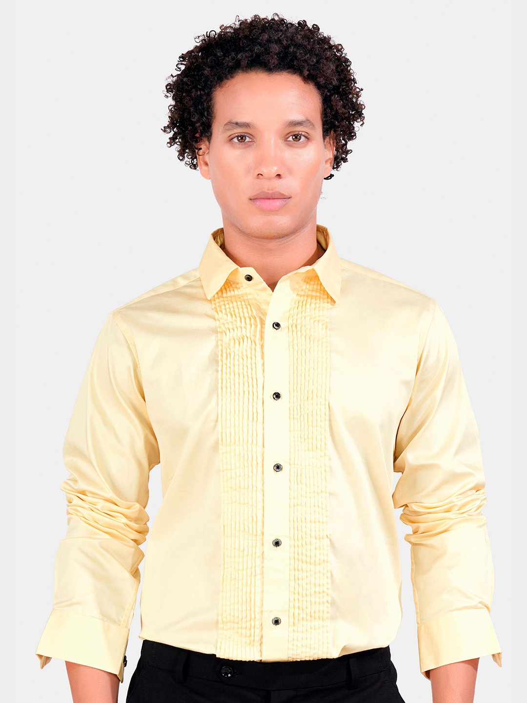 

FRENCH CROWN Standard Opaque Cotton Casual Shirt, Yellow