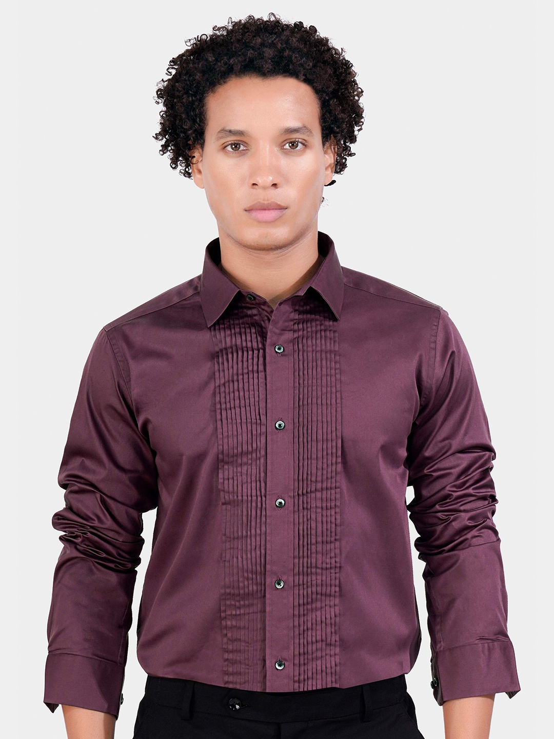 

FRENCH CROWN Standard Opaque Cotton Casual Shirt, Maroon