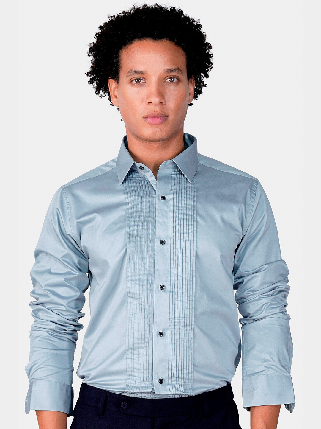 

FRENCH CROWN Standard Opaque Cotton Casual Shirt, Blue