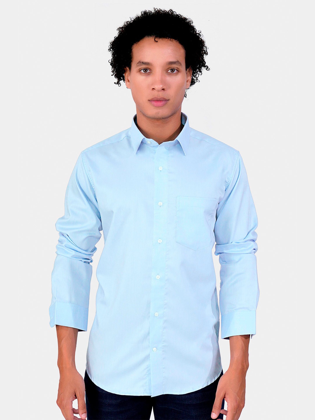 

FRENCH CROWN Standard Opaque Cotton Casual Shirt, Blue