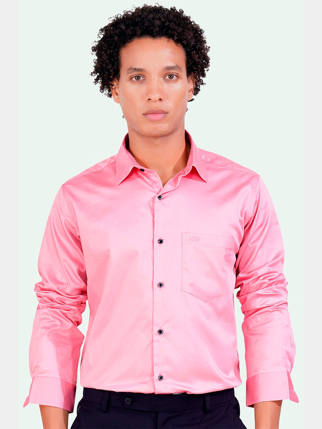 

FRENCH CROWN Standard Opaque Cotton Casual Shirt, Pink