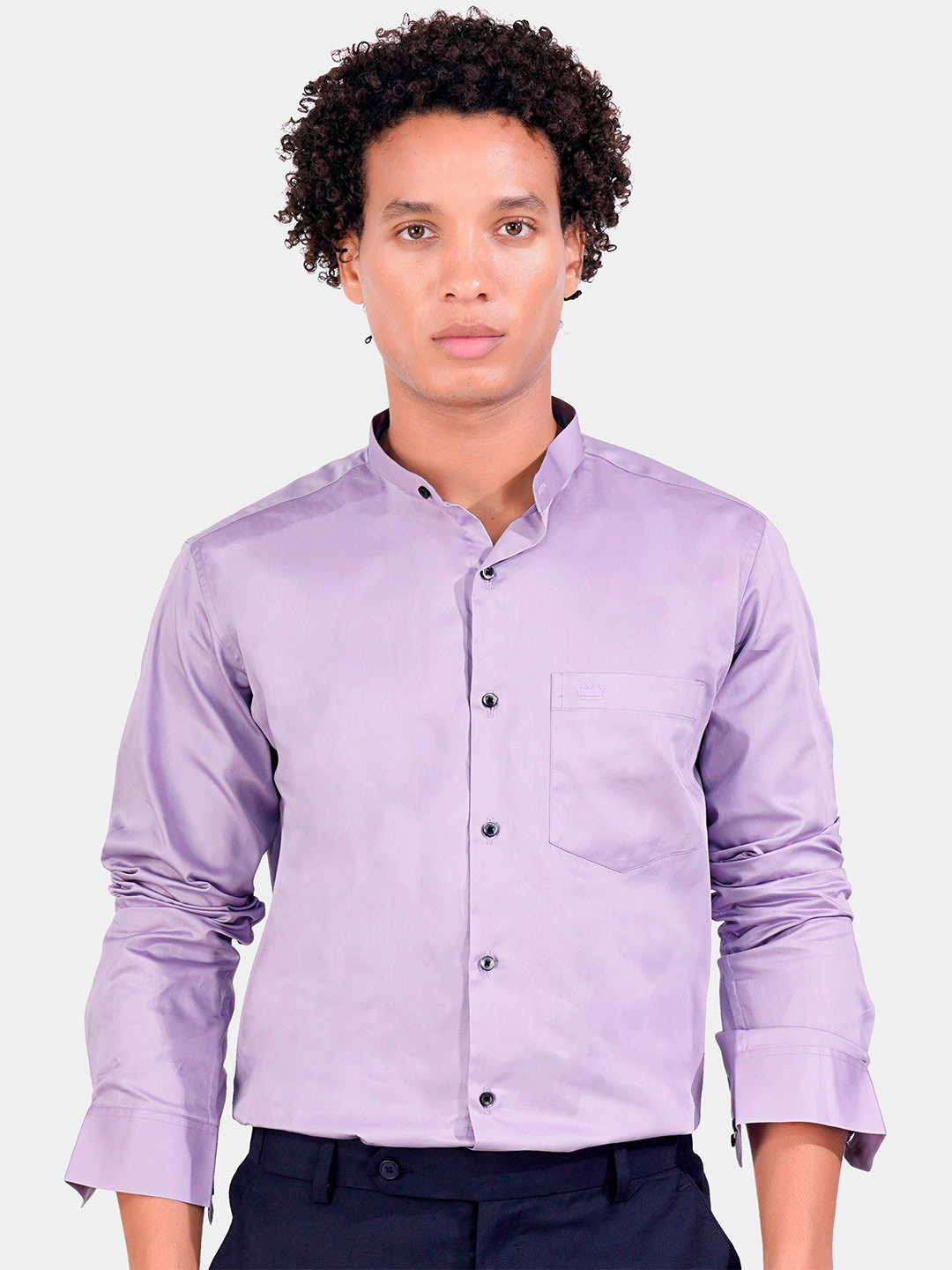

FRENCH CROWN Spread Collar Standard Formal Cotton Shirt, Purple