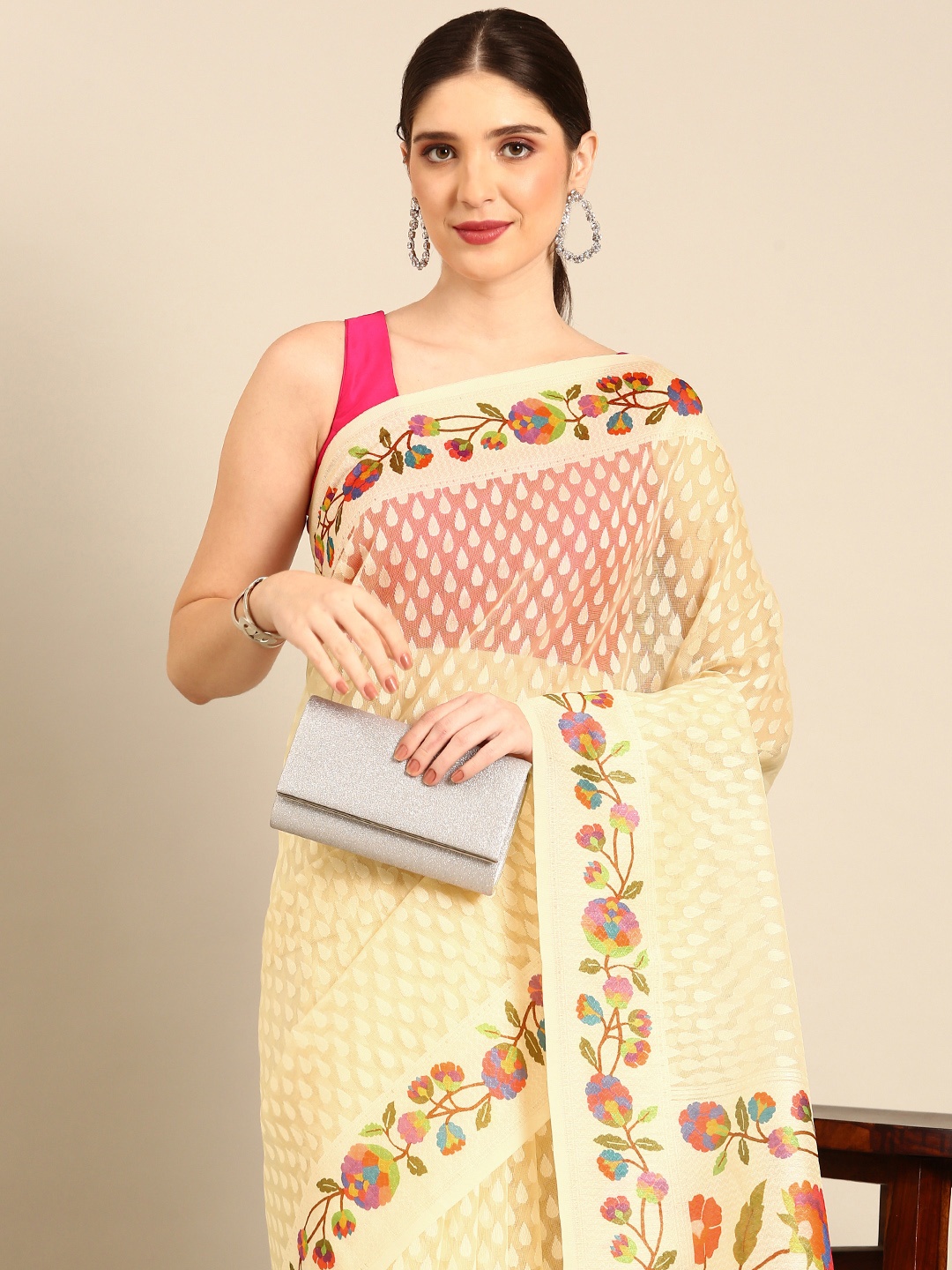 

Simaaya Woven Design Kota Saree, Beige