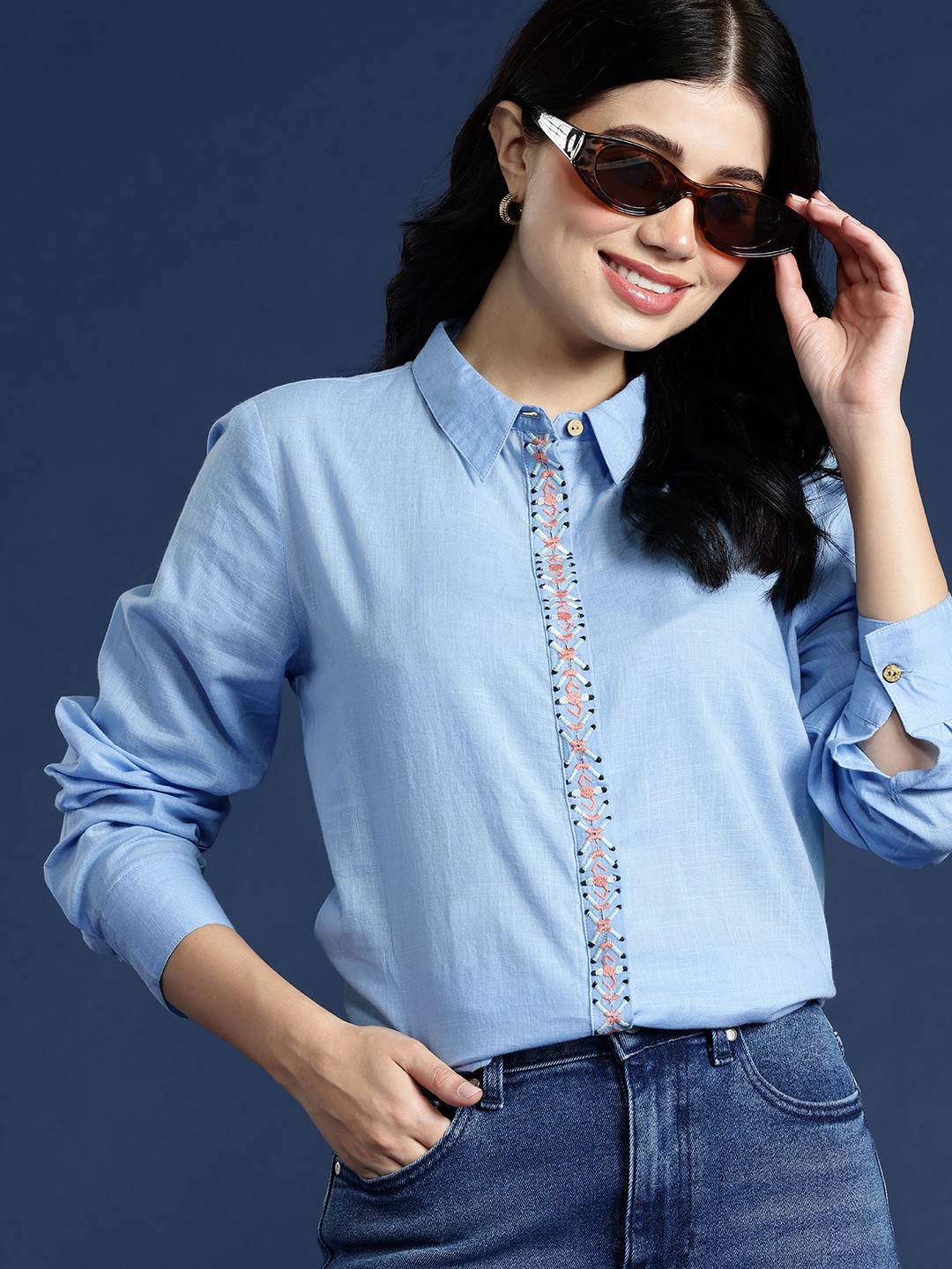 

Mast & Harbour Cotton Casual Shirt, Blue