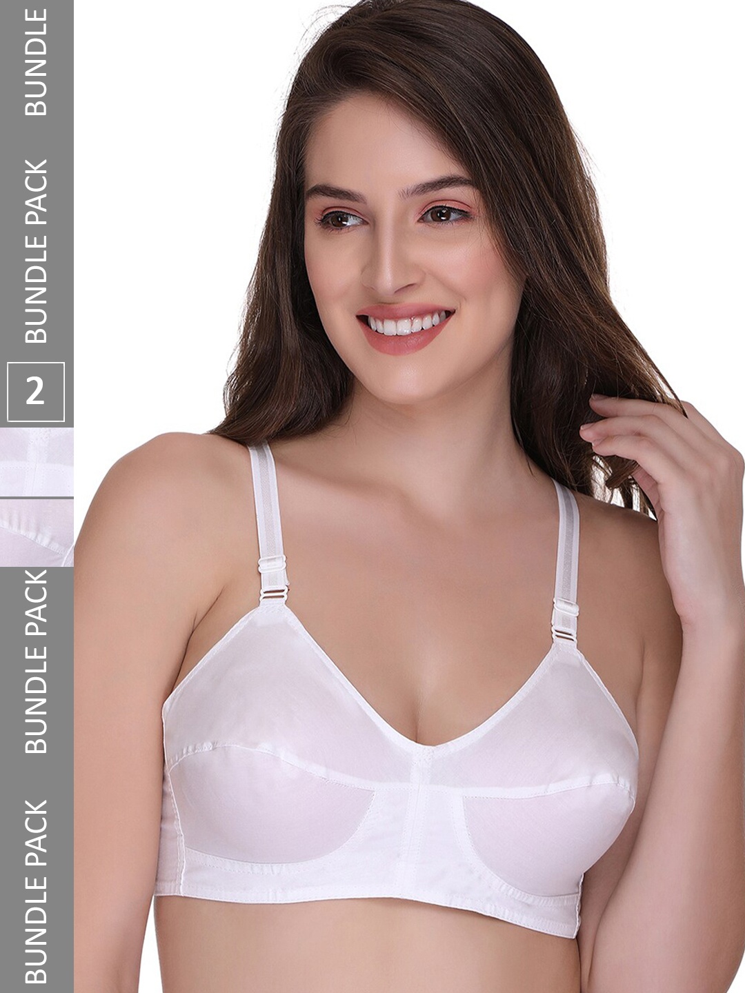 

SONA Pack Of 2 Everyday Bra Full Coverage Non Padded All Day Comfort Super Support Bra, White