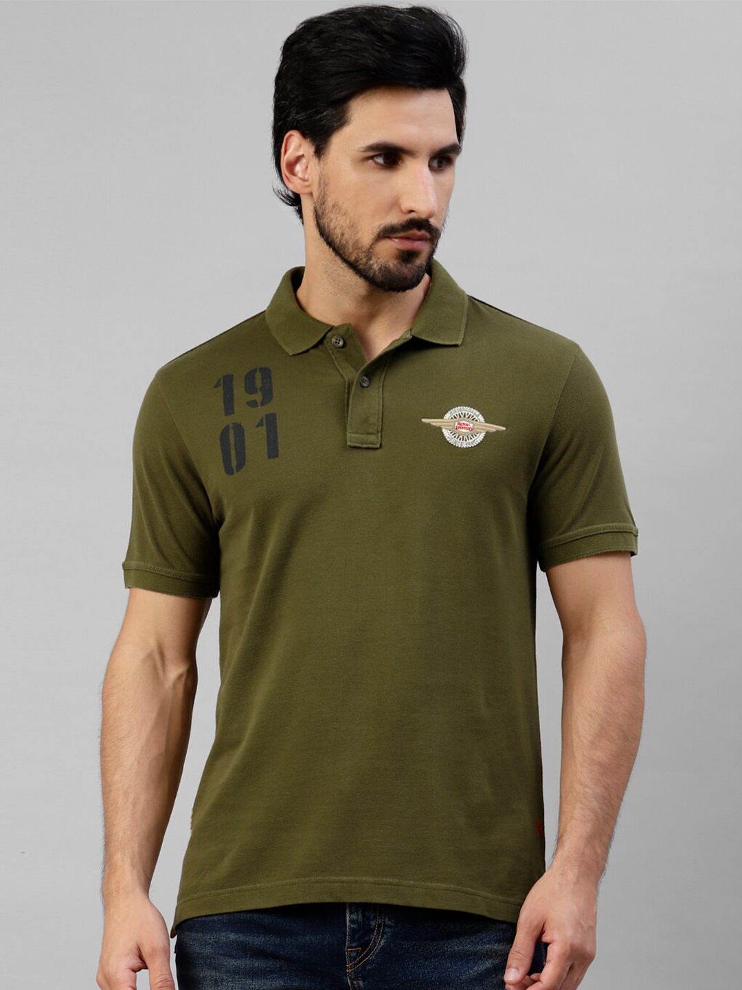 

Royal Enfield Polo Collar Cotton T-shirt, Olive