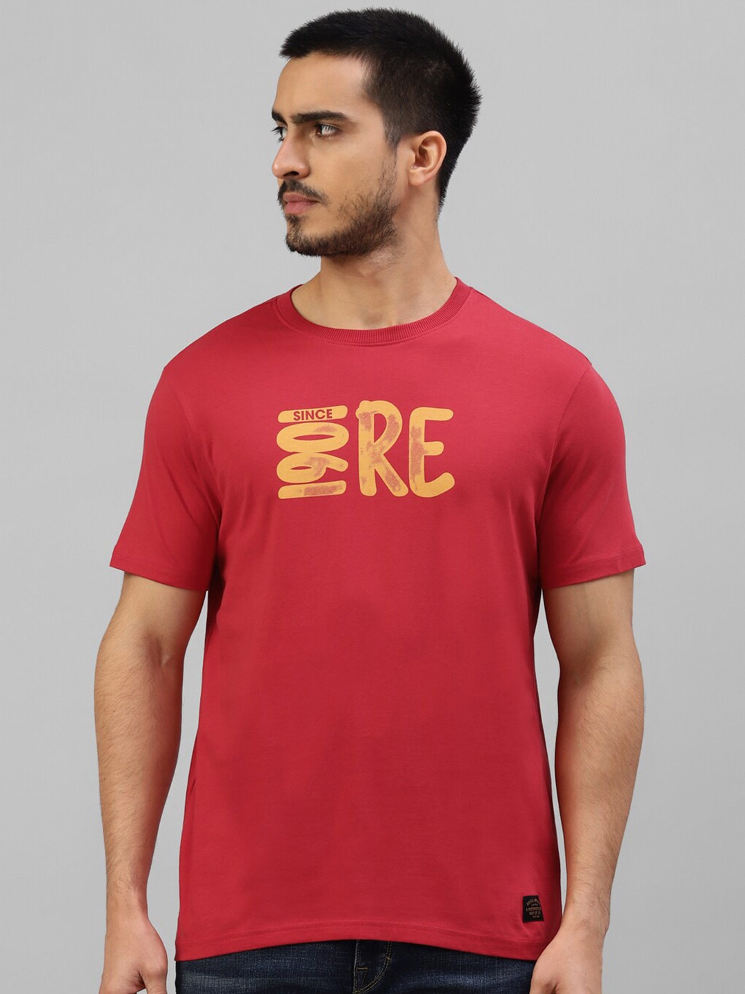 

Royal Enfield Typography Printed Round Neck Regular Fit Cotton T-Shirt, Red