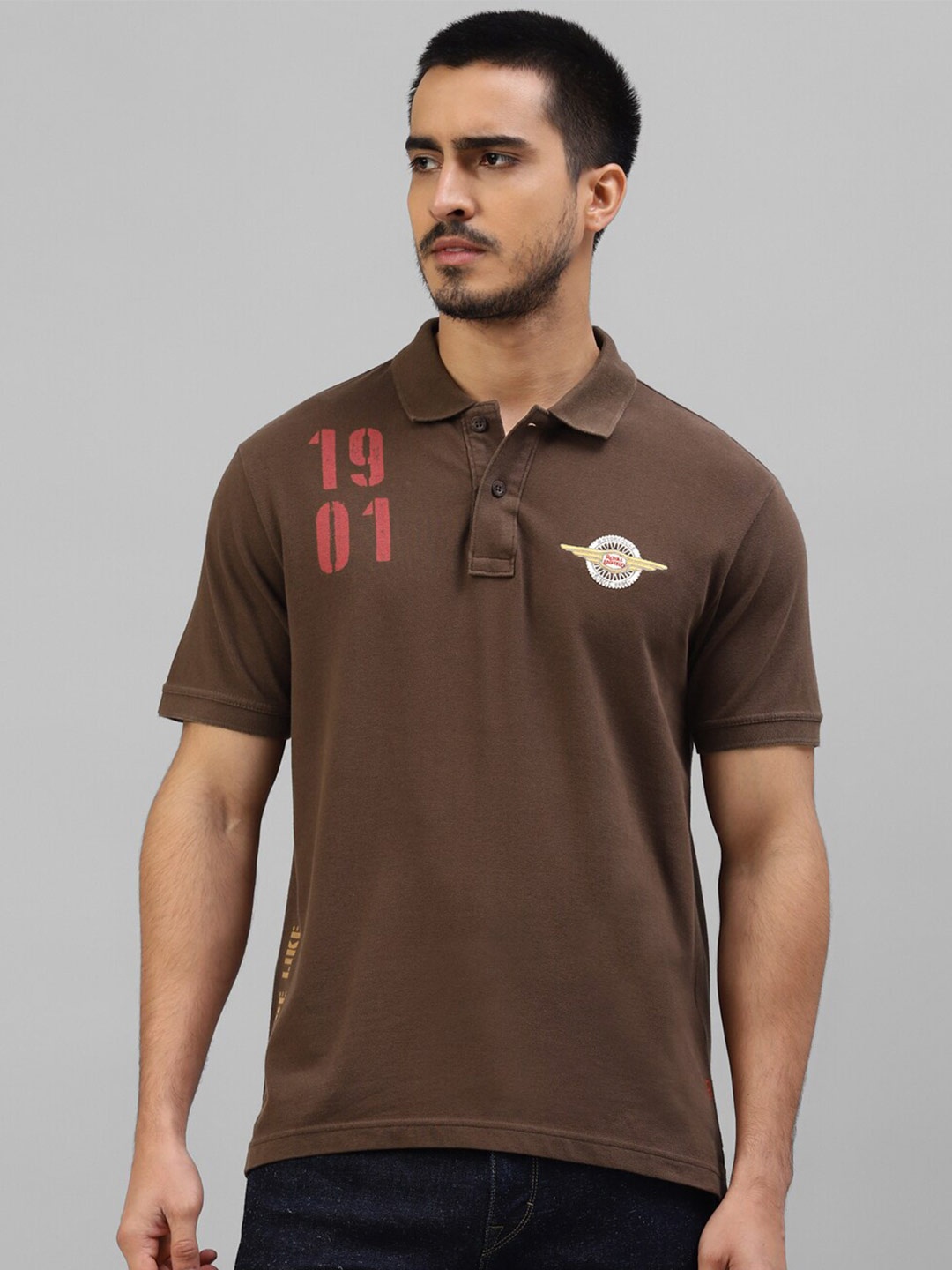 

Royal Enfield Polo Collar Cotton T-shirt, Brown