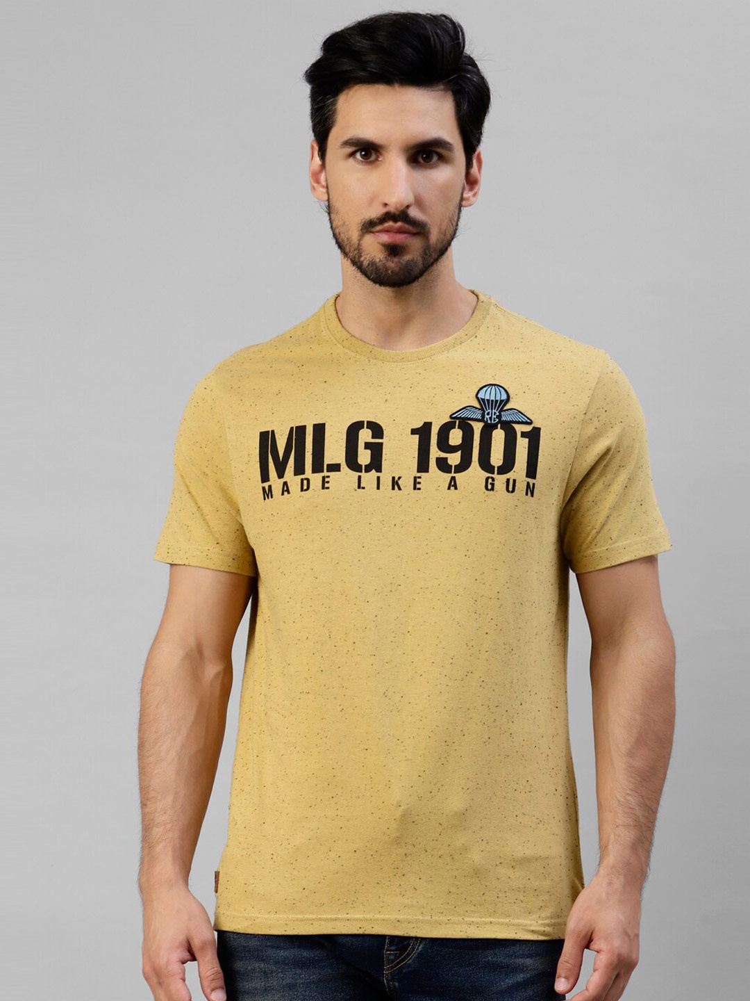 

Royal Enfield Typography Printed T-shirt, Mustard