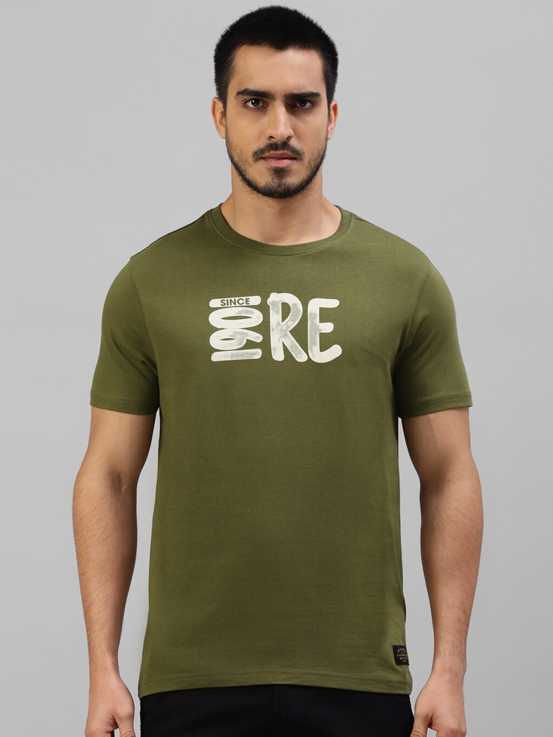 

Royal Enfield Typography Printed Cotton T-shirt, Olive