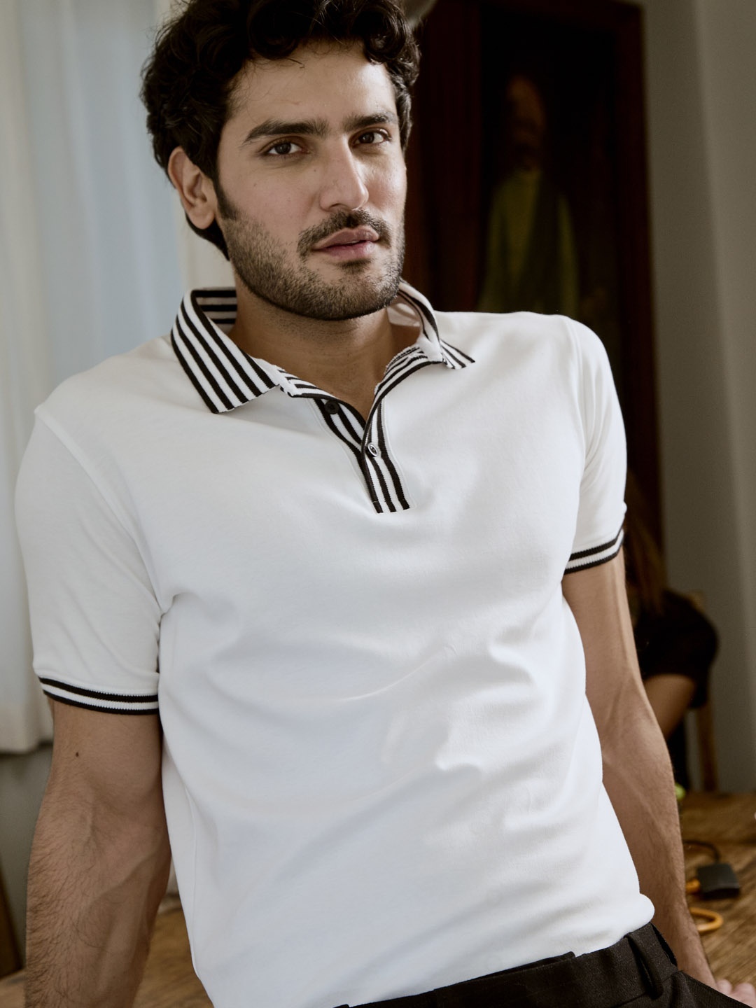

KINGDOM OF WHITE Polo Collar Short Sleeve Pure Cotton Regular T-shirt