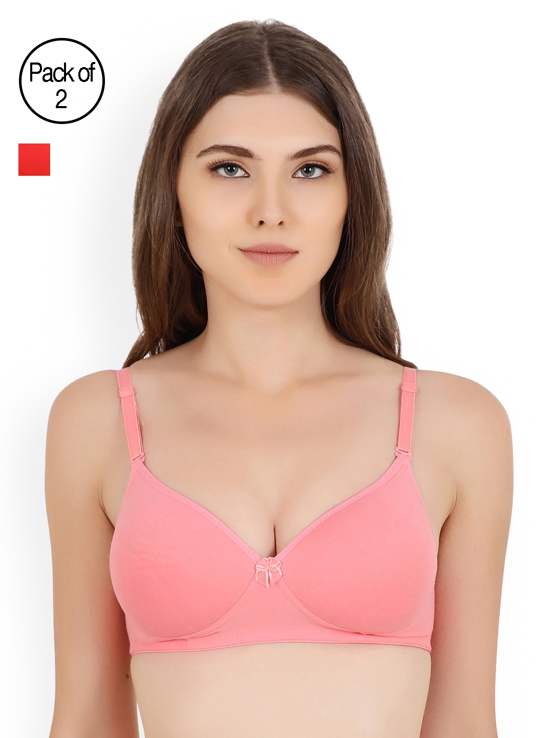 

Floret Pack of 2 Heavily Padded Medium-Coverage Non-Wired Seamless Push-Up Bra, Pink