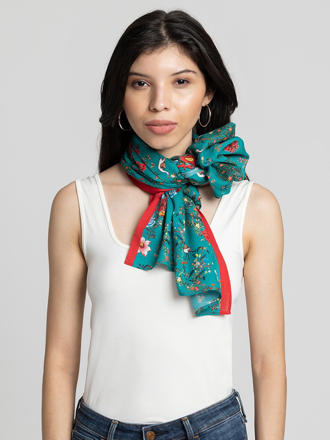 

SHAYE Floral Printed Scarf, Green