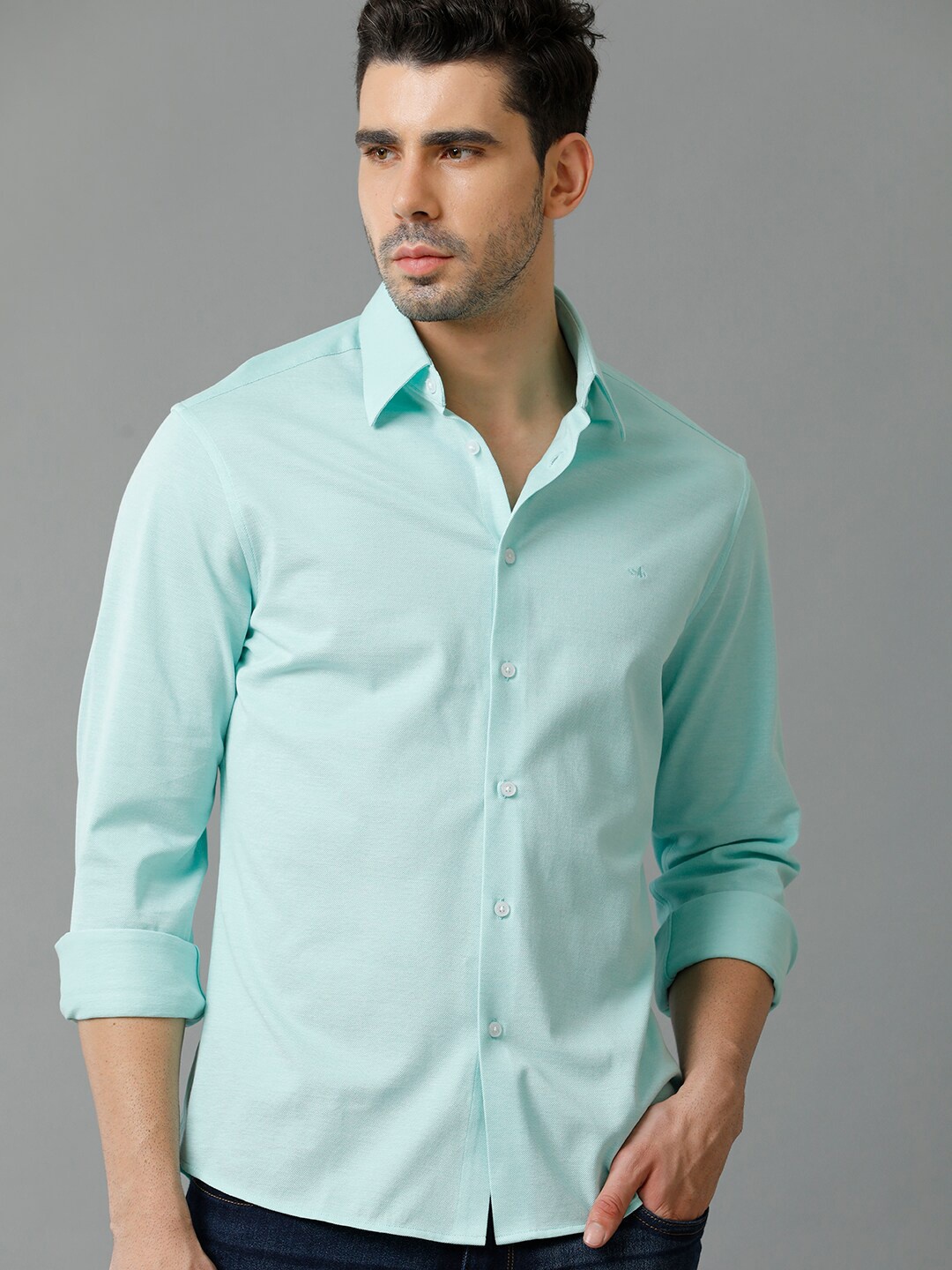 

Aldeno Spread Collar Cotton Casual Shirt, Blue