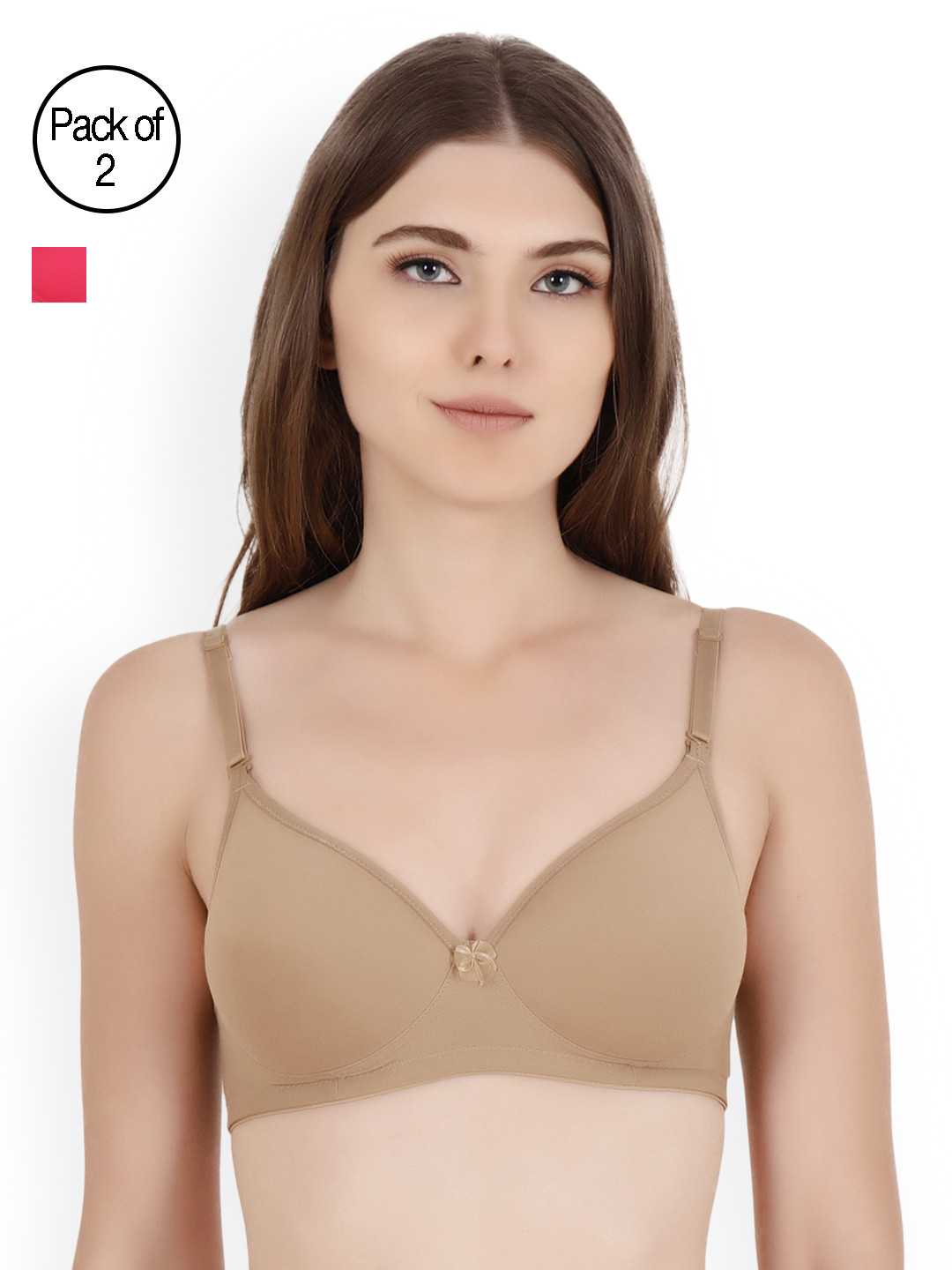 

Floret Pack Of Two Solid Seamless Push-Up Bras, Magenta