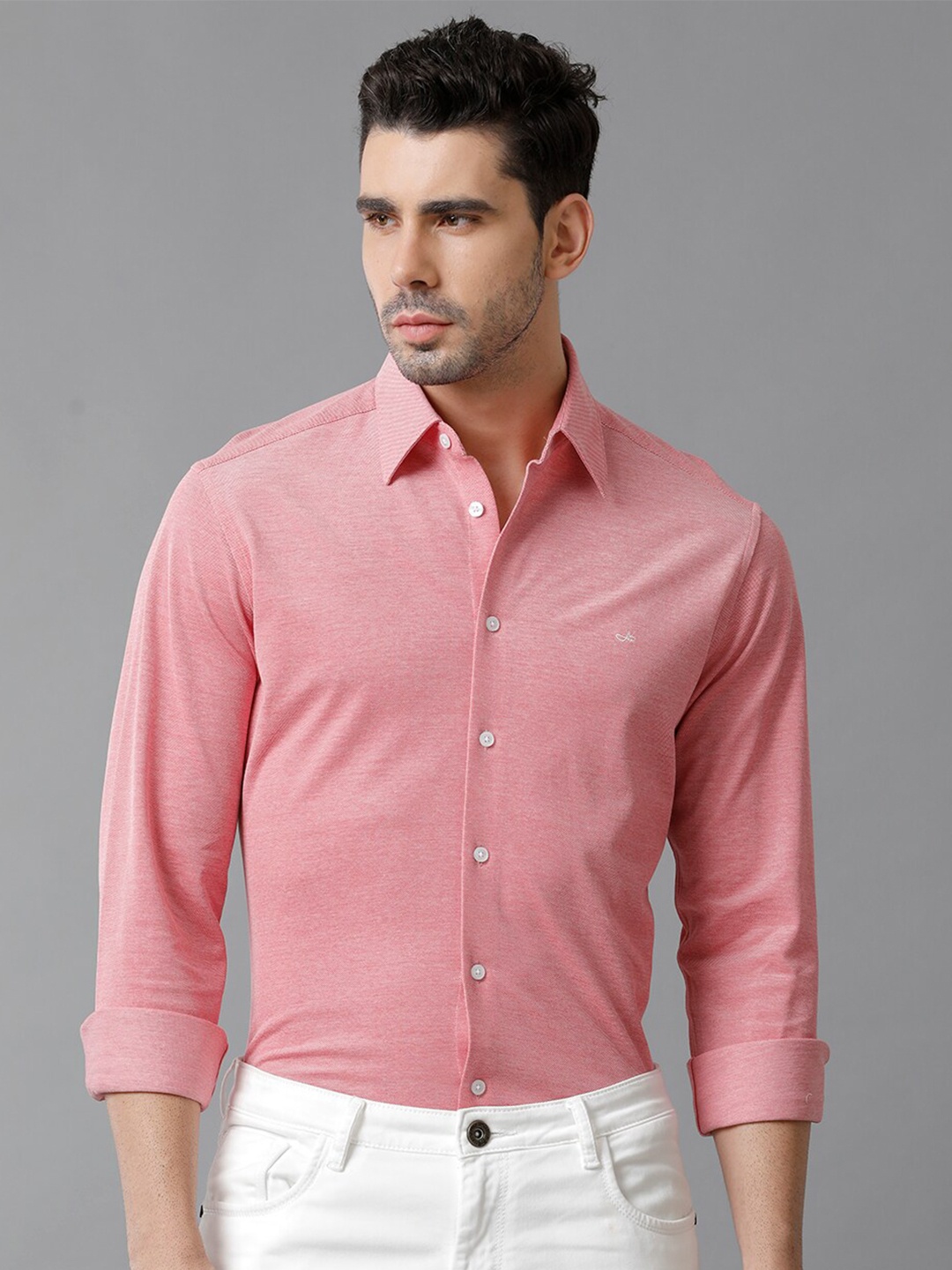 

Aldeno Comfort Spread Collar Long Sleeve Cotton Casual Shirt, Pink