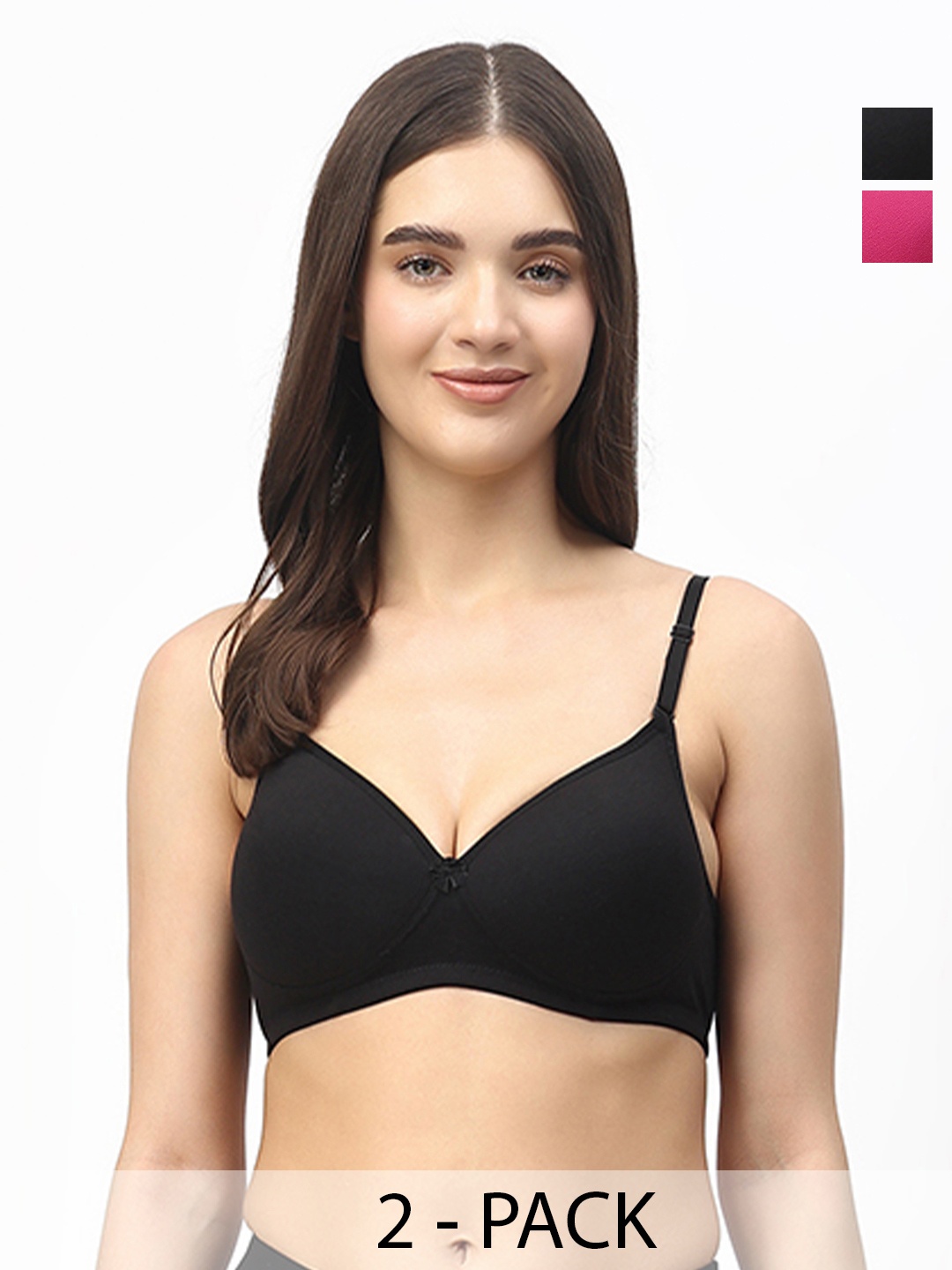 

Floret Pack of 2 Heavily Padded Medium-Coverage Non-Wired Seamless Push-Up Bra, Magenta
