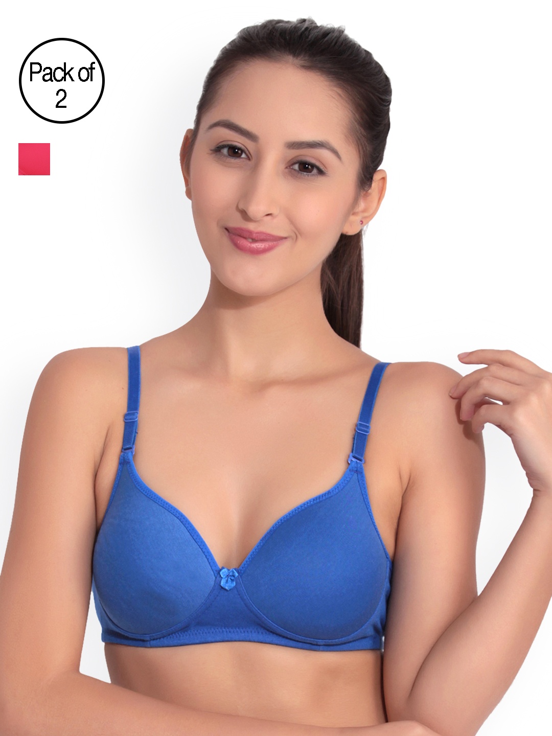 

Floret Pack Of Two Solid Seamless Push-Up Bras, Magenta