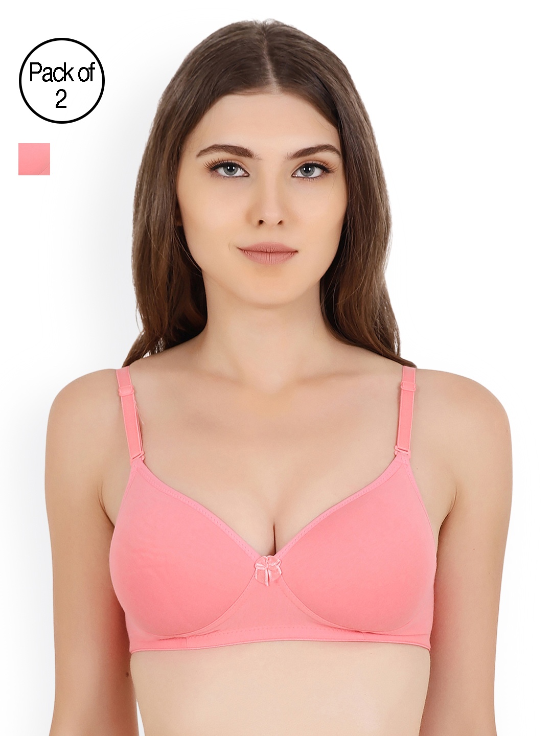 

Floret Pack of 2 Heavily Padded Medium-Coverage Non-Wired Seamless Push-Up Bra, Pink