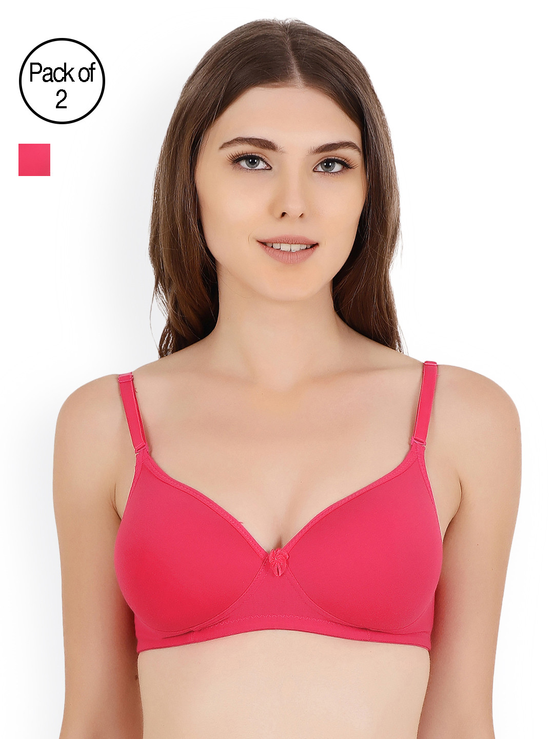 

Floret Pack of 2 Heavily Padded Medium-Coverage Non-Wired Seamless Push-Up Bra, Magenta