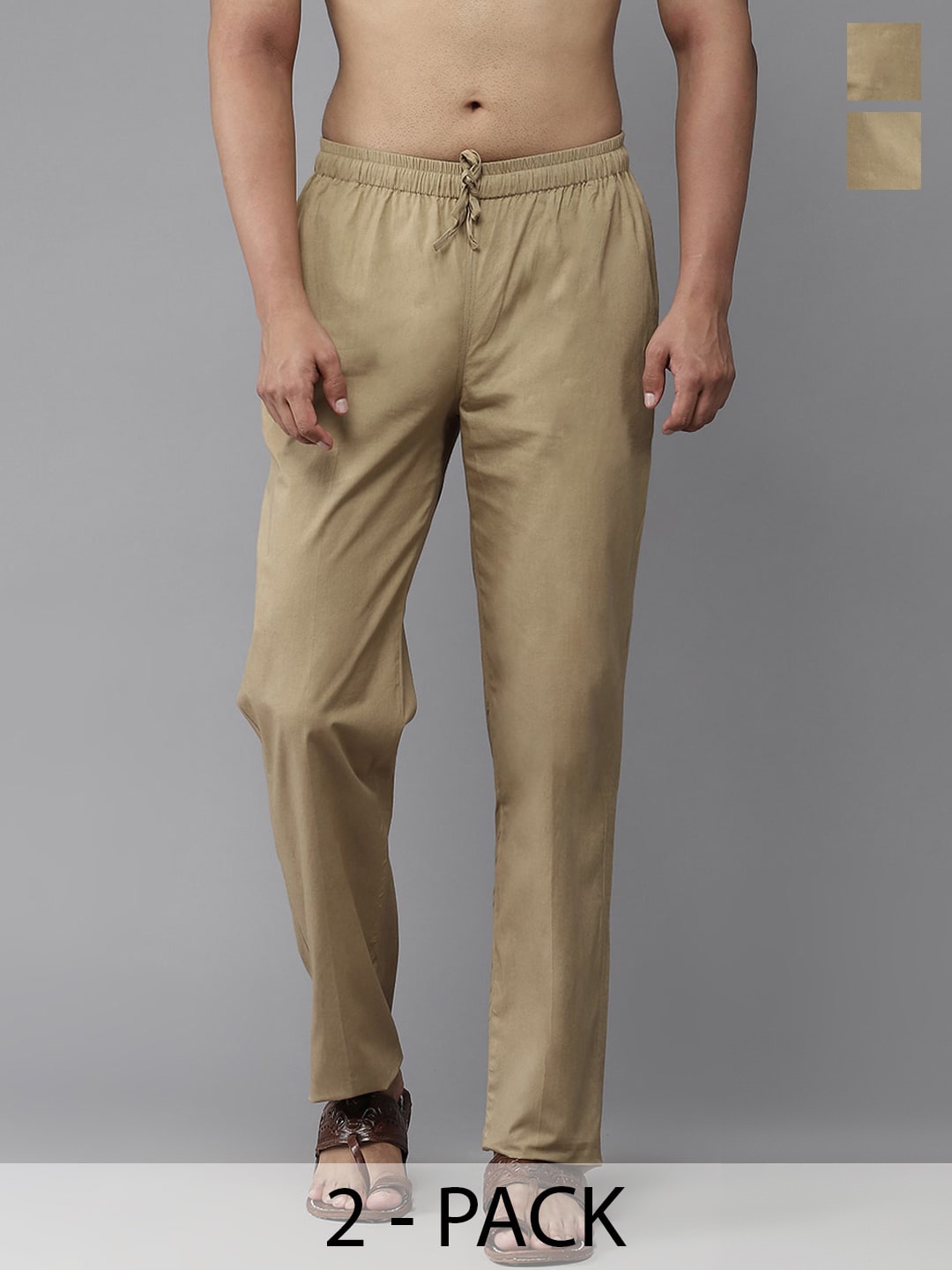 

See Designs Men Pack Of 2 Mid Rise Pure Cotton Pyjamas, Brown
