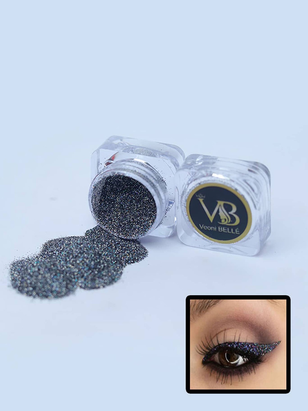 

Veoni BELLE Holographic Ultra Fine Iridescent Laser Glitter Powder Eyeshadow, Grey