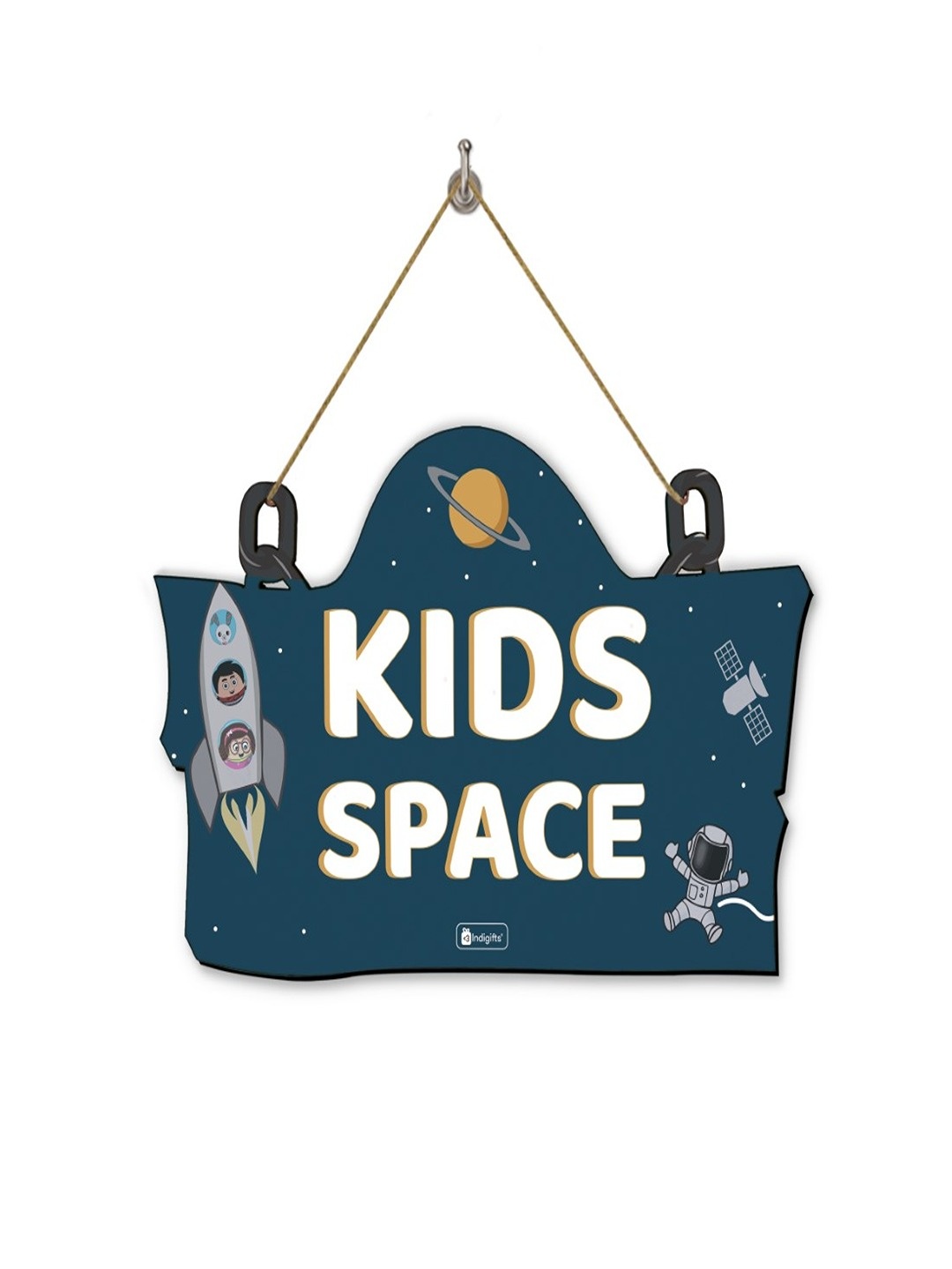 Indigifts Kids Navy Blue & White Kidspace Printed Wall Hanging Decor