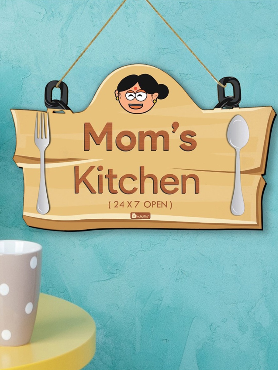 

Indigifts Beige & Brown Moms Kitchen Printed Wall Hanging Decor