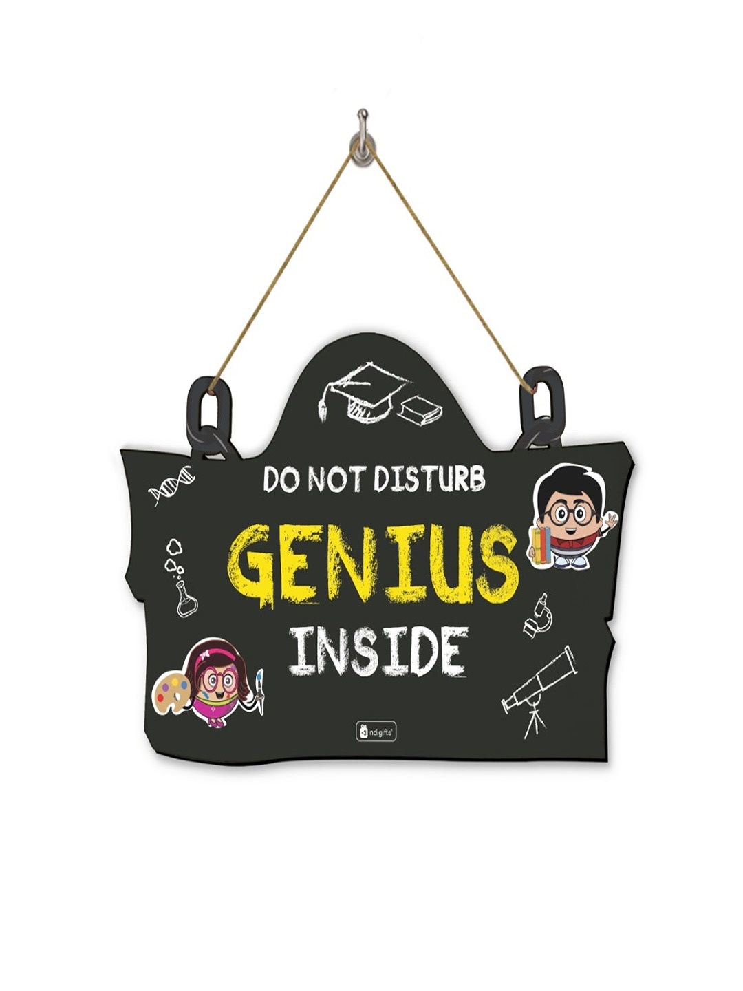 

Indigifts Black & Yellow Genius Inside Printed Wall Hanging Decor