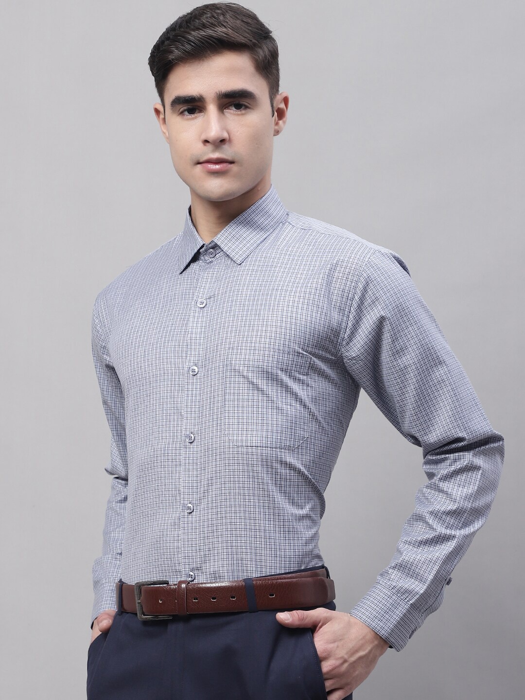 

JAINISH Classic Micro Checked Formal Shirt, Grey