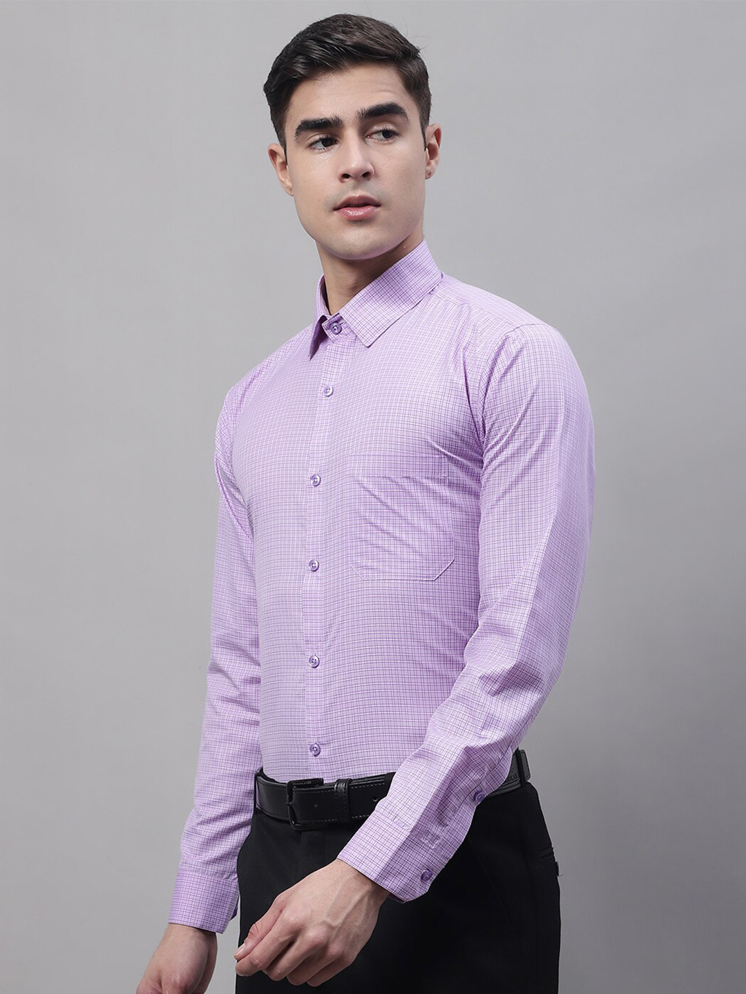 

JAINISH Classic Micro Checked Formal Shirt, Purple