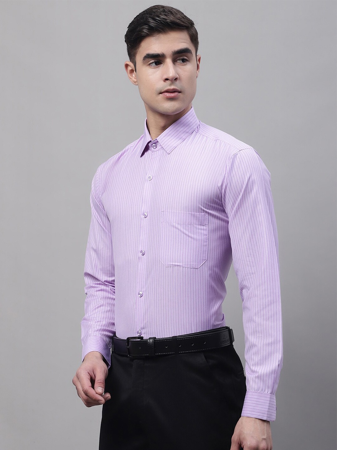 

JAINISH Classic Vertical Striped Formal Shirt, Purple