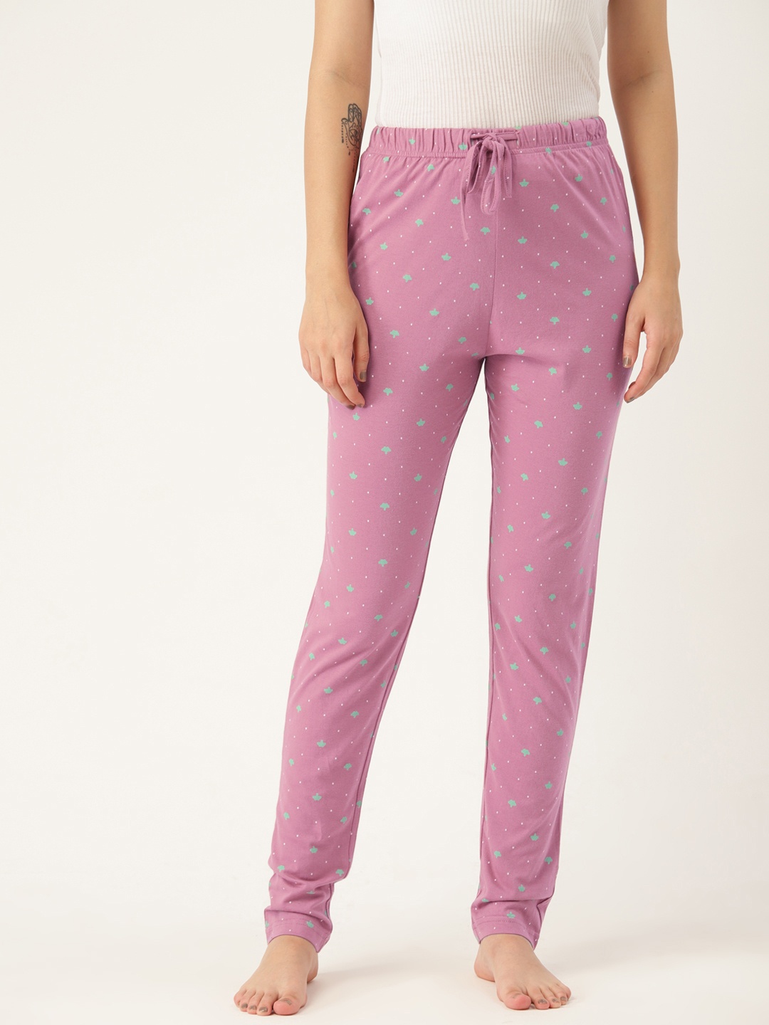 

ETC Printed Pure Cotton Lounge Pants, Pink