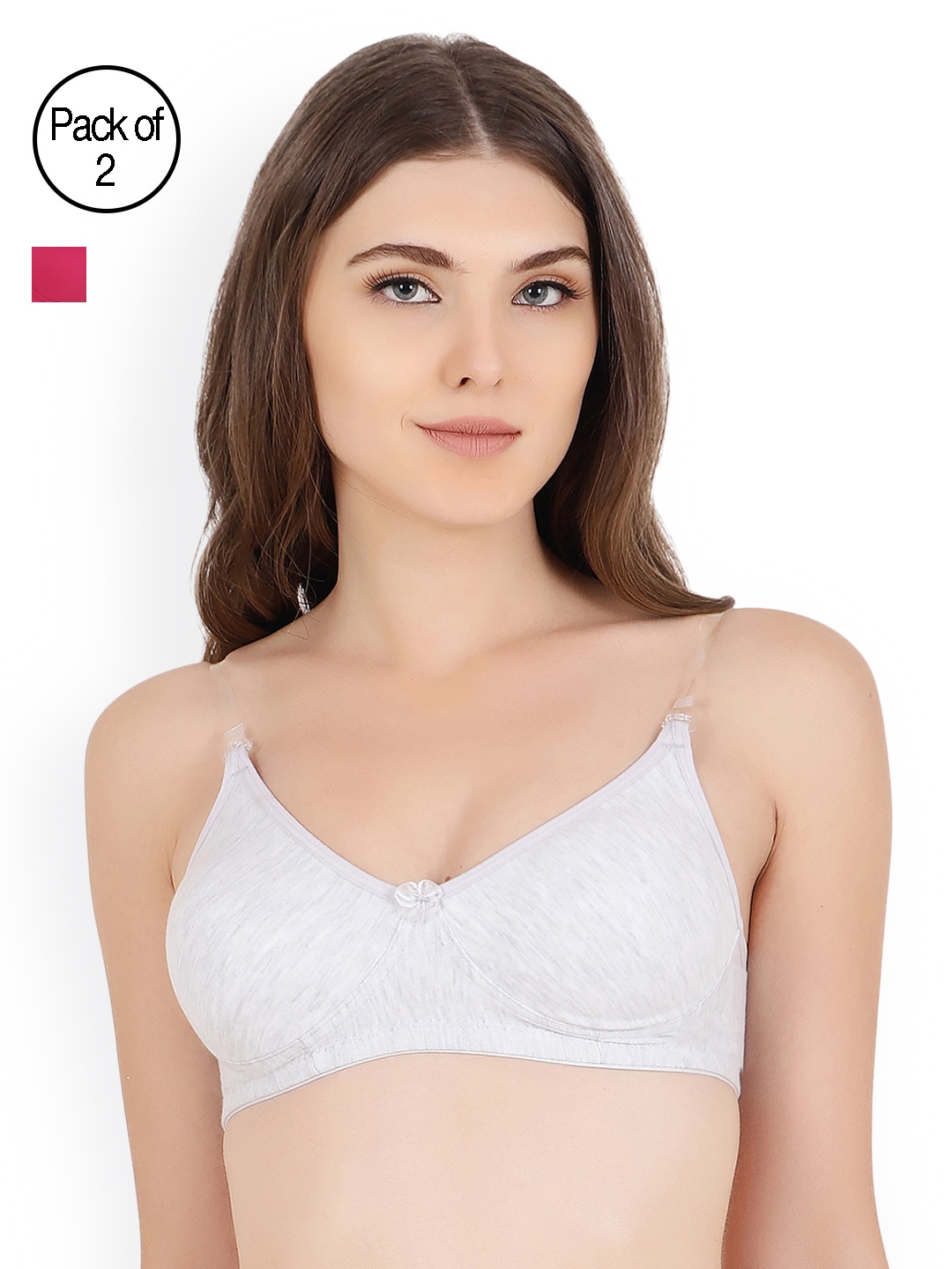 

Floret Pack Of Two Solid Seamless Non Padded T-shirt Bras, Magenta