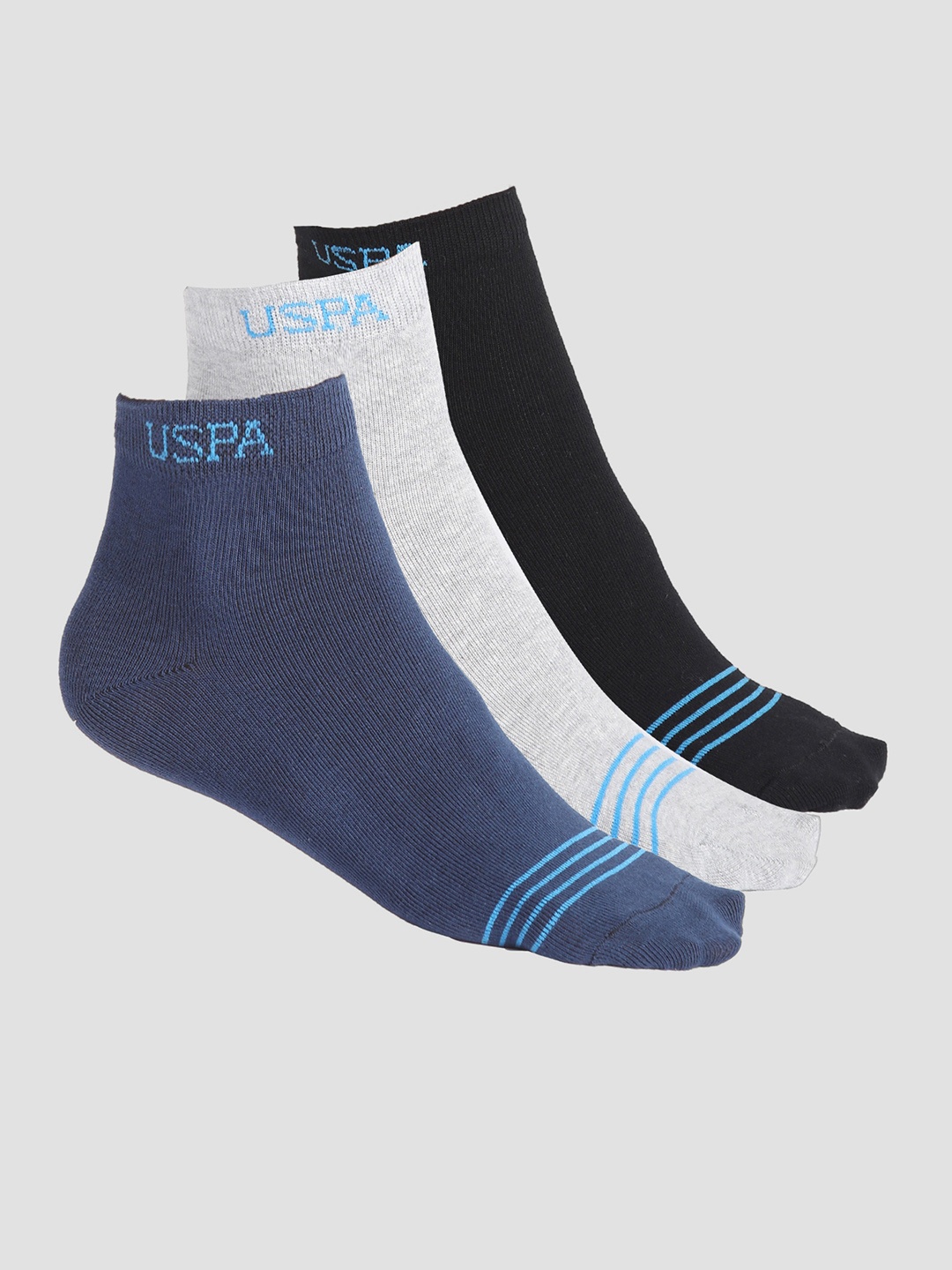 

U.S. Polo Assn. Men Pack Of 3 Ankle-Length Stretch I646 Socks, Navy blue