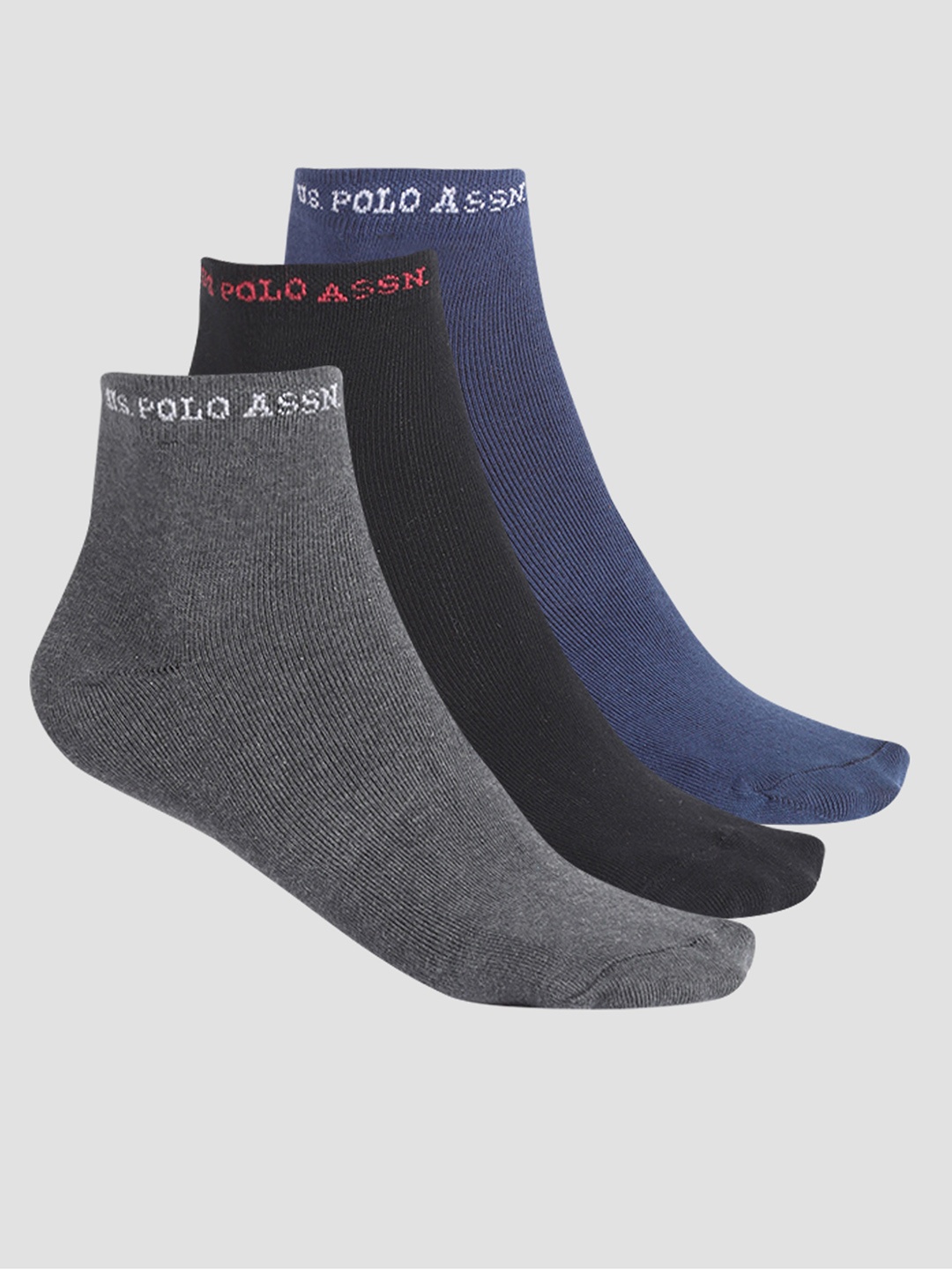 

U.S. Polo Assn. Men Pack Of 3 Ankle-Length Stretchable Socks-I646, Navy blue