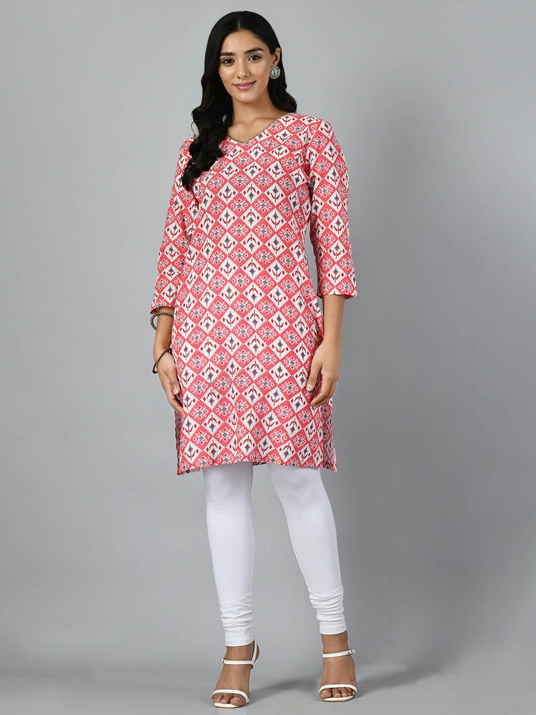 

KALINI Printed Straight Kurta, Pink