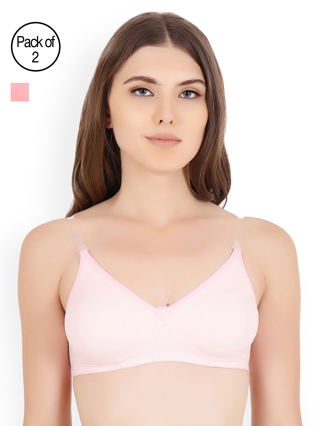 

Floret Pack Of Two Solid Seamless Non Padded T-shirt Bras, Pink
