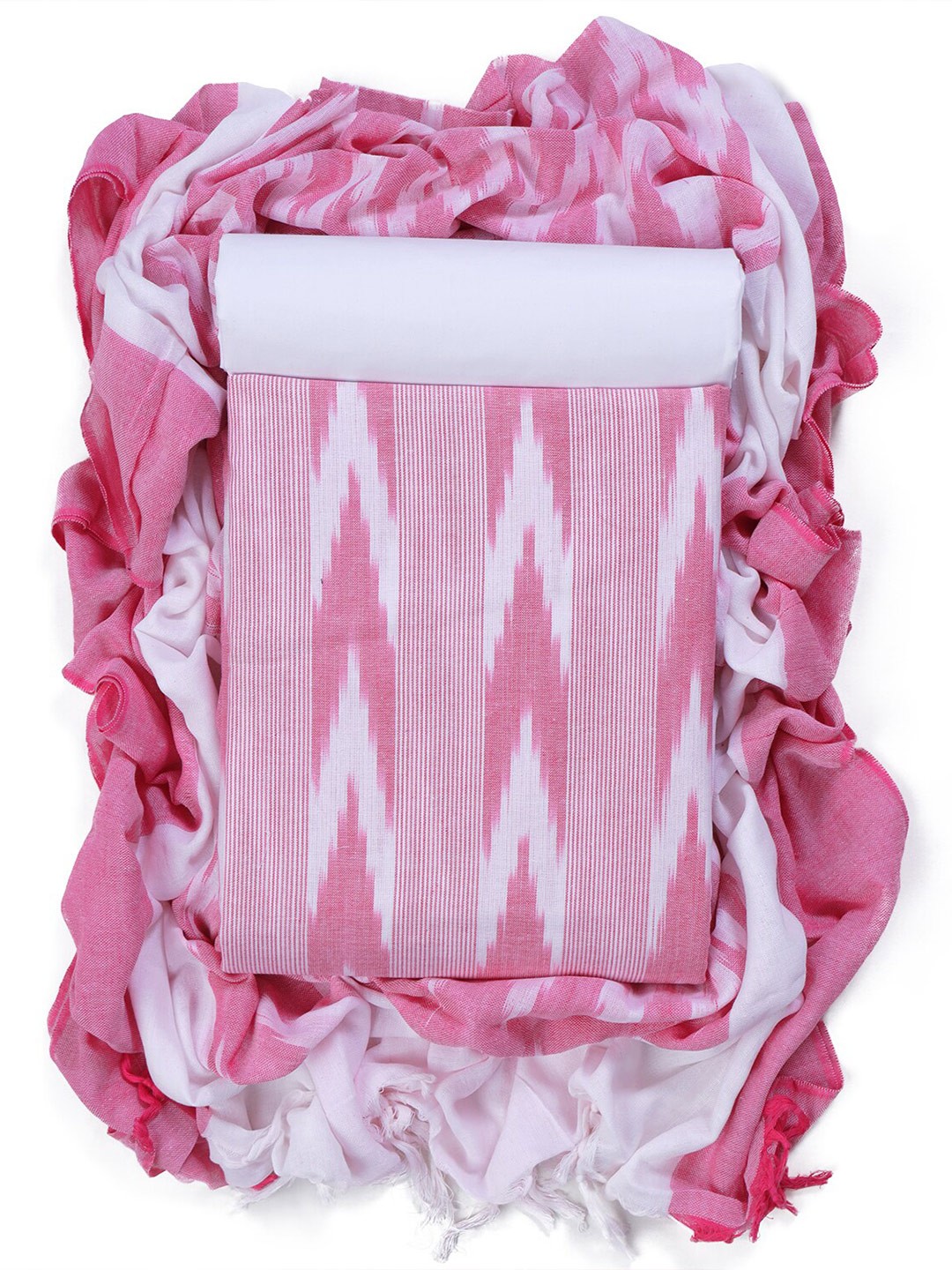 

Sun Fashion And Lifestyle Striped Pure Cotton Unstitched Dress Material, Pink
