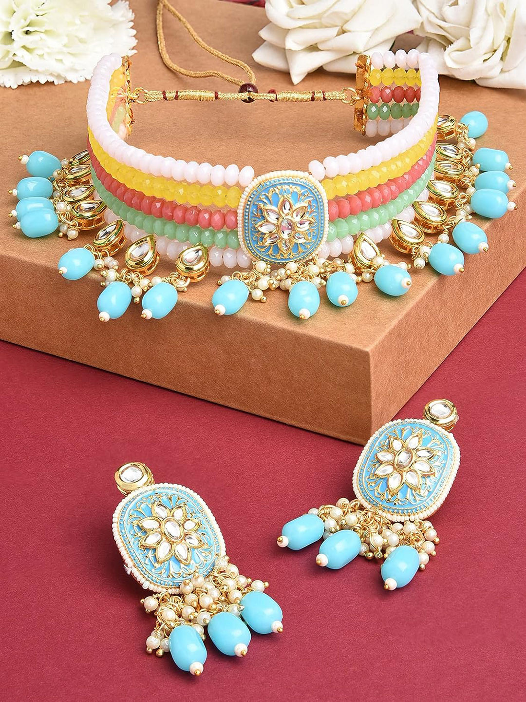 

Anouk Gold-Plated Kundan Studded & Beaded Jewellery Set