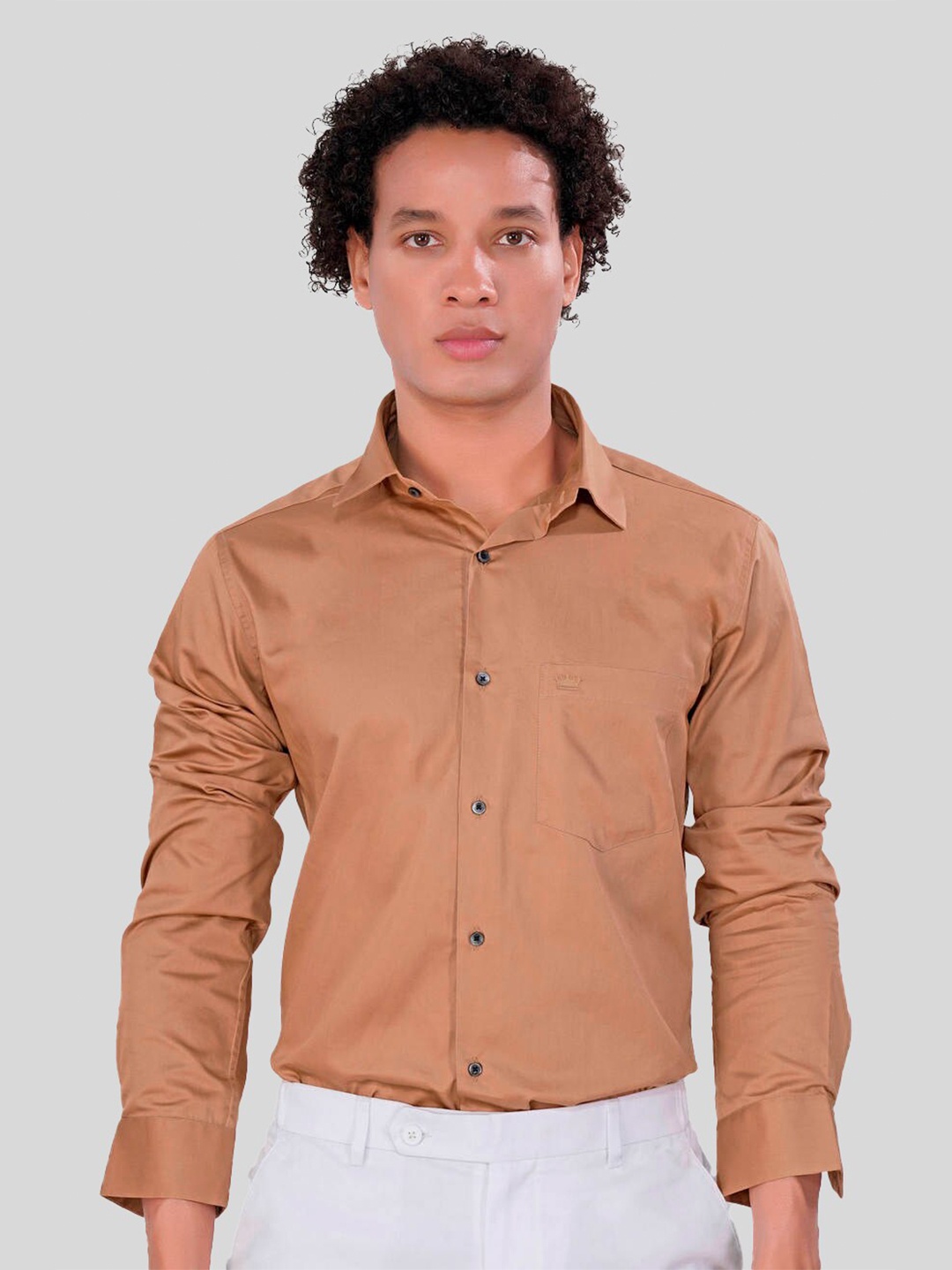 

FRENCH CROWN Standard Cotton Casual Shirt, Brown