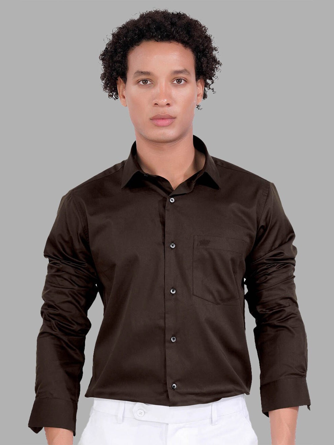 

FRENCH CROWN Standard Cotton Regular Fit Casual Shirt, Brown