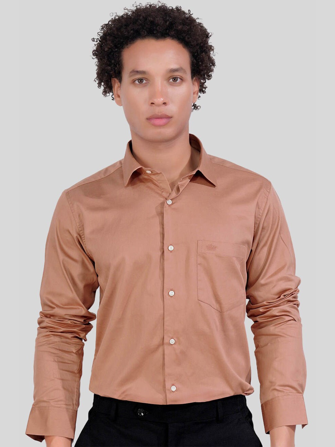 

FRENCH CROWN Standard Regular Fit Opaque Cotton Casual Shirt, Orange